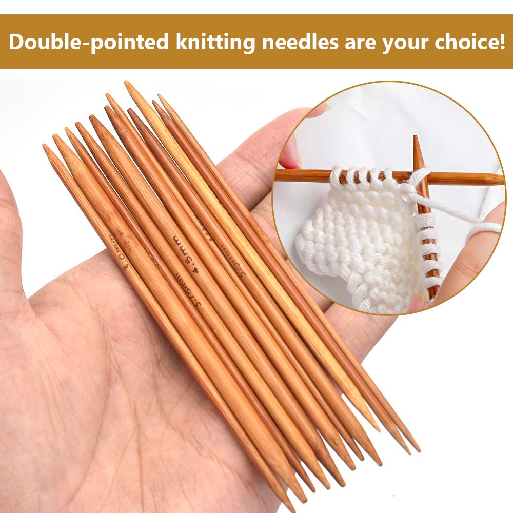 55-teiliges Nadelspiel Set Aus Bambus – 11 Größen (2–5 Mm), Doppelspitzen, 13 Cm Für Socken & Mützen