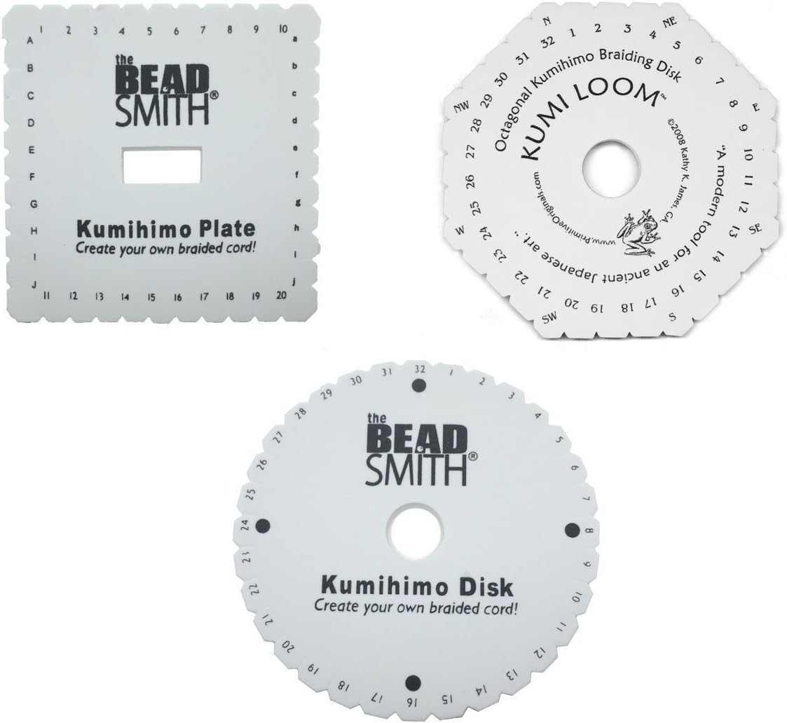 Kumiloom, Round Disk, Square Disk - Set of 3 Kumihimo Disks