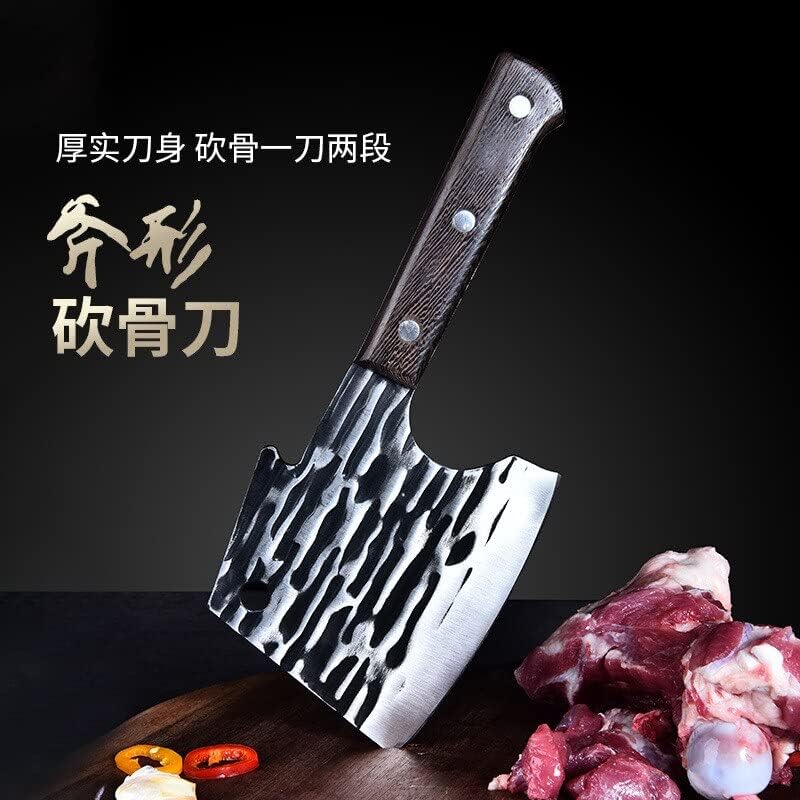 Miniatura 6 de MAYiT Cuchillo de carnicero de carne, cuchillo profesional de corte de hueso grande espesar forjado 0.224 in cuchillo de cortar huesos chef