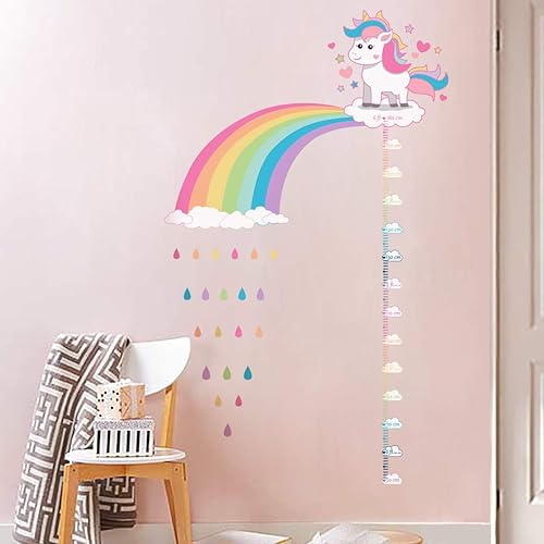 Miniatura 1 de Calcomanías de pared con diseño de arco iris de unicornio, diseño de gota de lluvia, decoración artística para niños, niñas, dormitorio, cuarto de