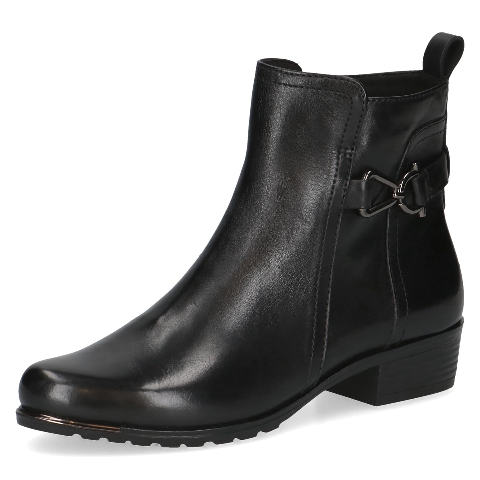 CAPRICE Women's leather ankle boots small heel, Black (Black Nappa), 7.5 UK