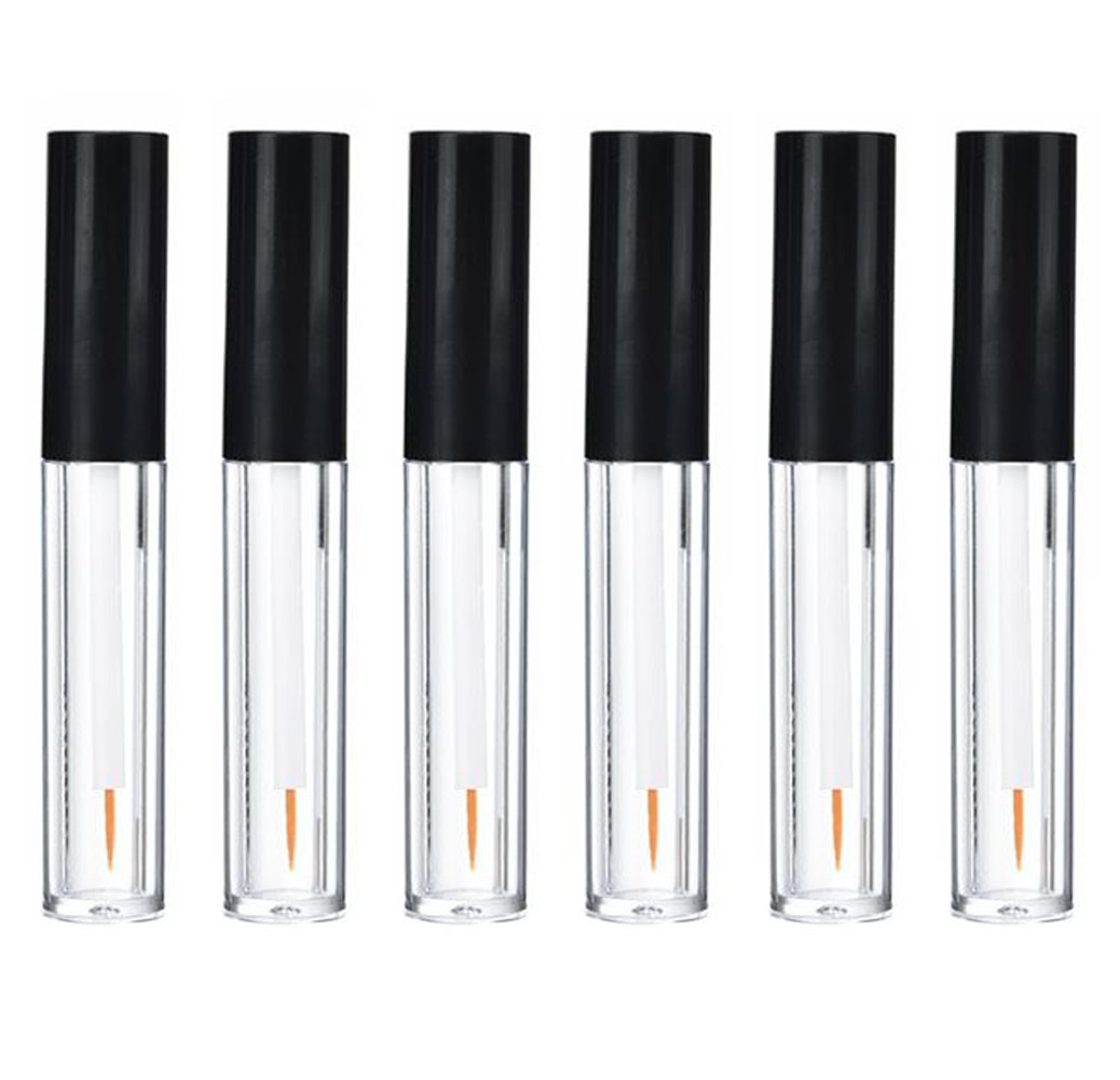UPSTORE 6PCS 2ML Empty Plastic Clear Eyeliner Packing Vial Bottle Jars Eyelash Extension Liquid Storage Holder Container Eyelashes Mascara Tube with Black Cap