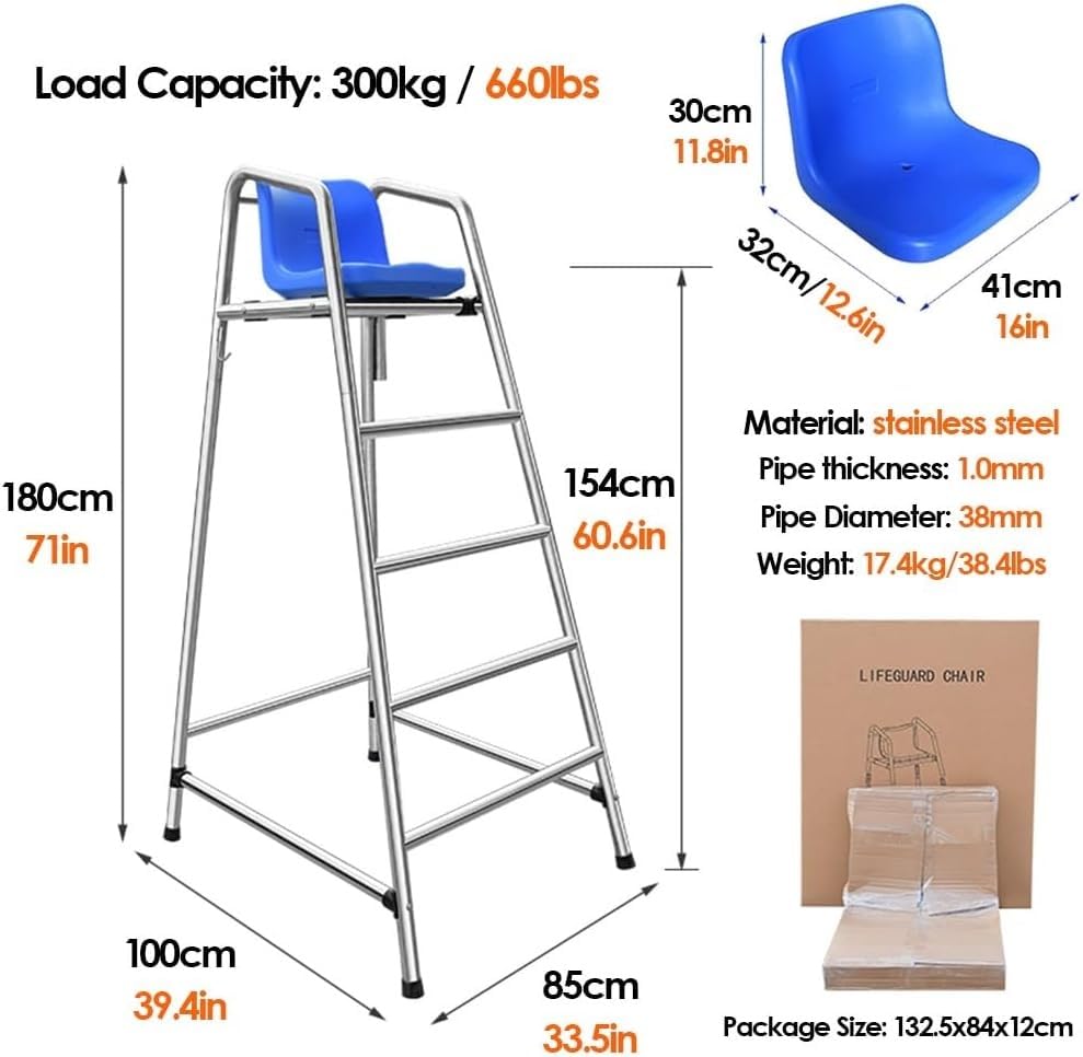 Silla de salvavidas para piscina alta 1.8m con asiento ABS miniatura 2