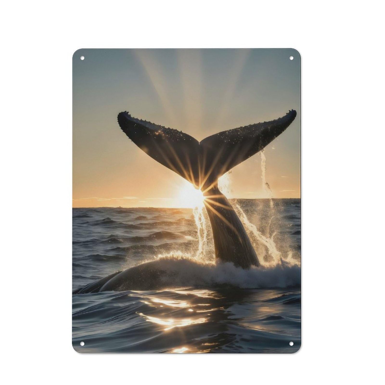 Junmoney Whale Tail 40X30cm Retro Metal Plaque With For Kitchen Or Home Bar, For Garage, Workshop And Man Cave Decoration