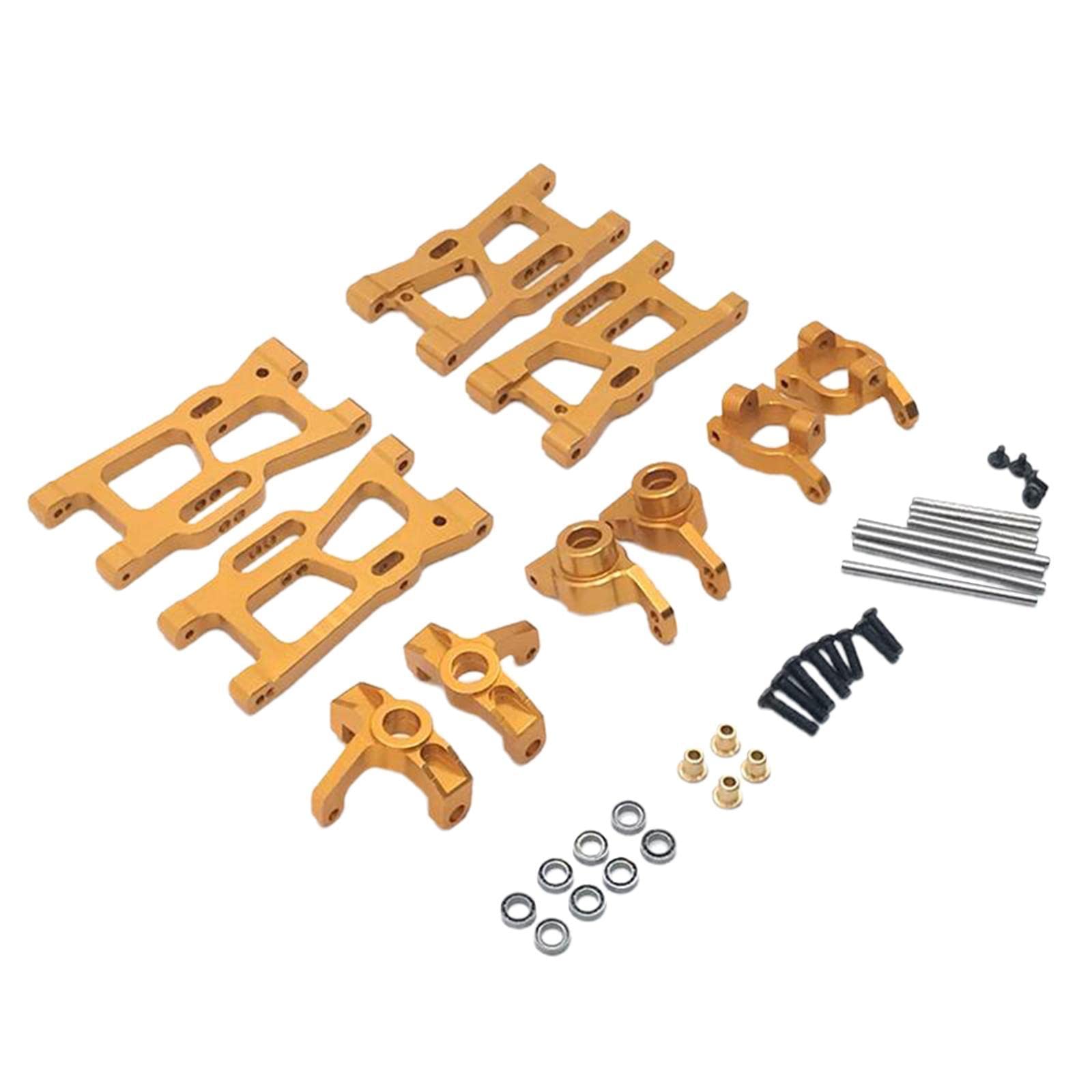 Oshhni 18 Stück RC Auto Fahrzeuge Metall Zubehörteile Schwenkarm Lenkung Ersatzteile Retrofit Set Passend für Wltoys 124018 124019 144001 für Montage Bastler, Gold