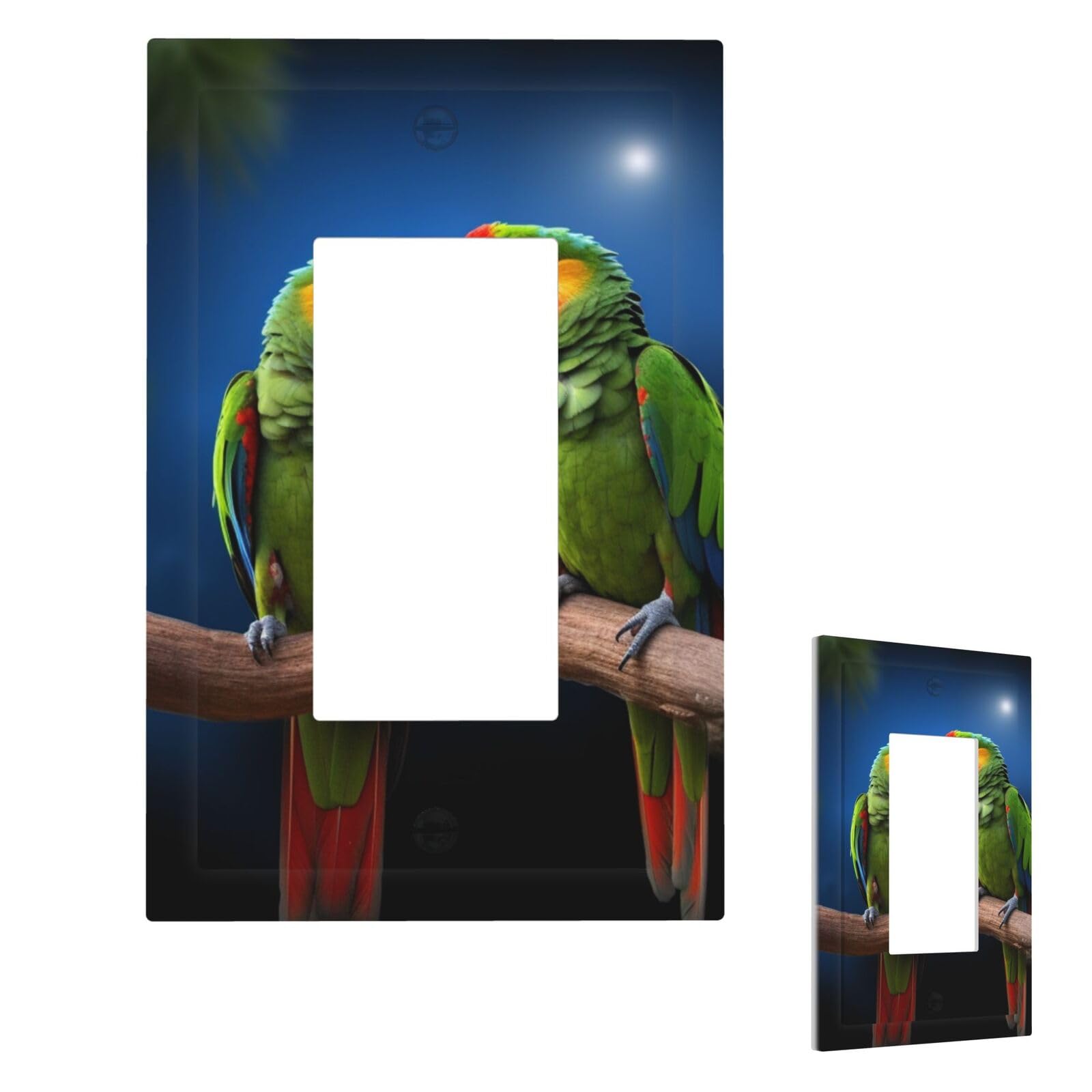 Fekiloot 1 Gang Parrots Wall Plate Cover Modern Decorative Light Switch Cover Unbreakable Receptacle Outlet Covers For Living Room Bedroom Home Decor