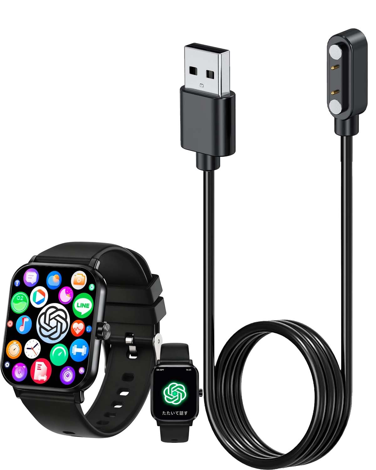 Amazon.co.jp: KAKA TK19 スマートウォッチ 用 充電ケーブル ピン間の