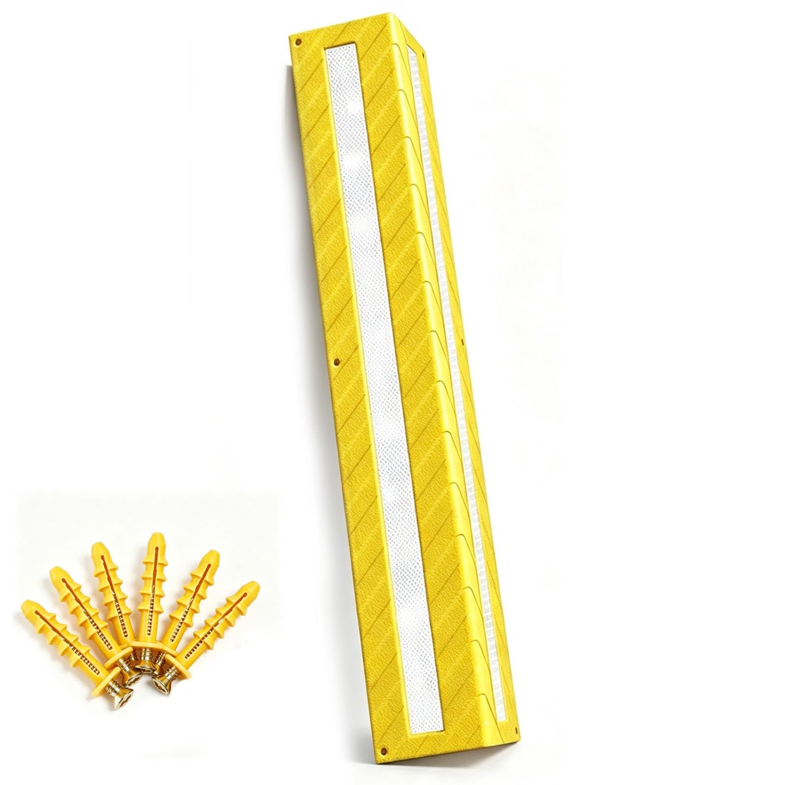 Paraspigoli Angolari, Gomma Sintetica, Pellicola Riflettente, Para Spigoli | Paracolpi Garage Auto da Muro, Profilo a L a 90°, 6 Tasselli a Espansione, per Garage/parcheggi/stabilimenti(Yellow)