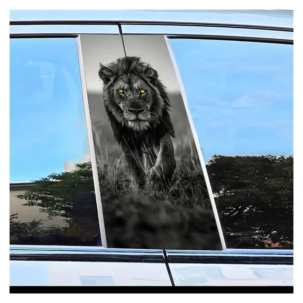 Dabhuoc One Color Car Parts 2Pcs Car Door Post Decals Lion Pattern Scratch Resistant Film