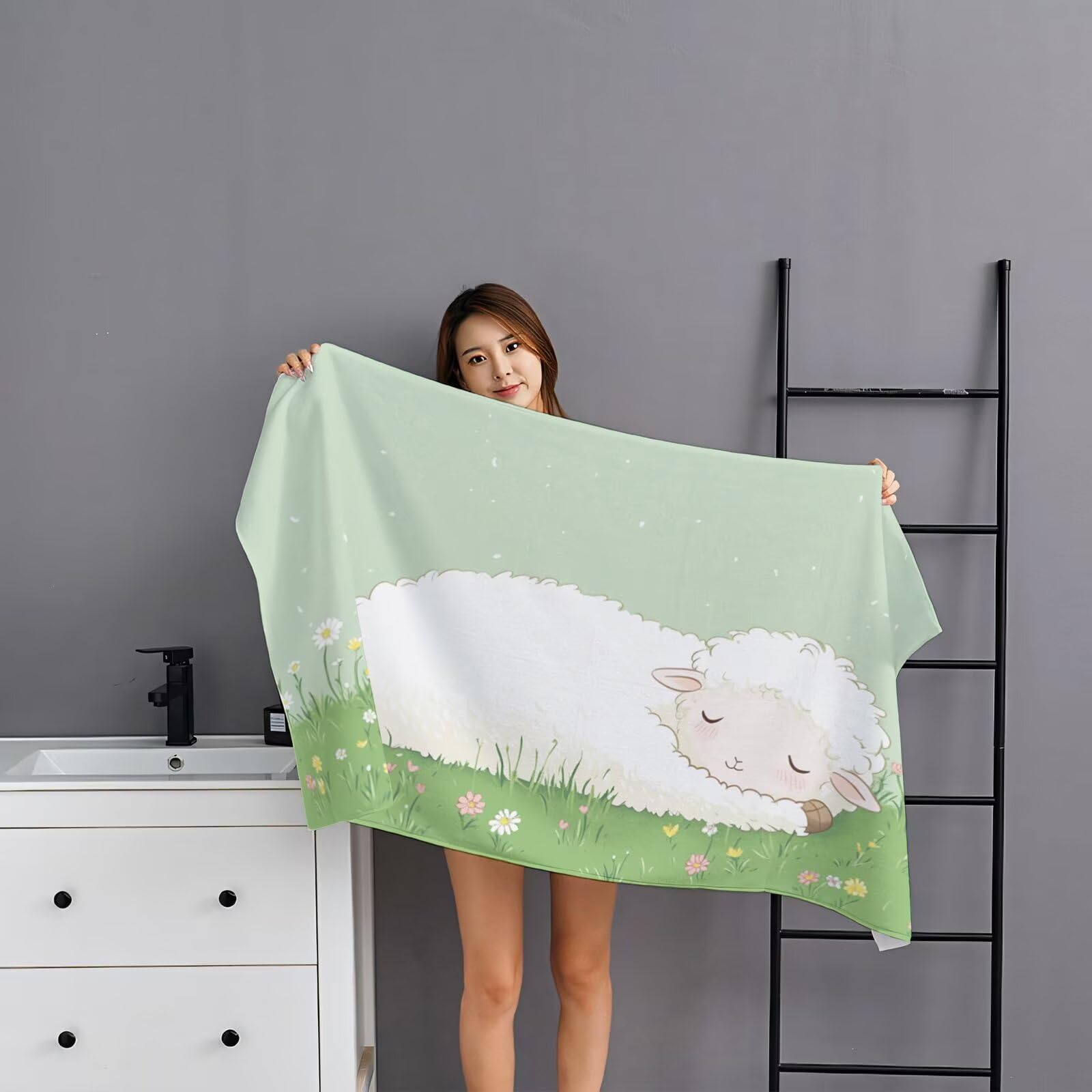 Ręcznik z mikrofibry Sage Green Ręcznik plażowy dla dorosłych, 2 szt., 90 x 180 cm, zwierzę, szybkoschnący, bez piasku, ultralekki, z wodoodpornym woreczkiem, do podróży, na siłownię, do pływania, na