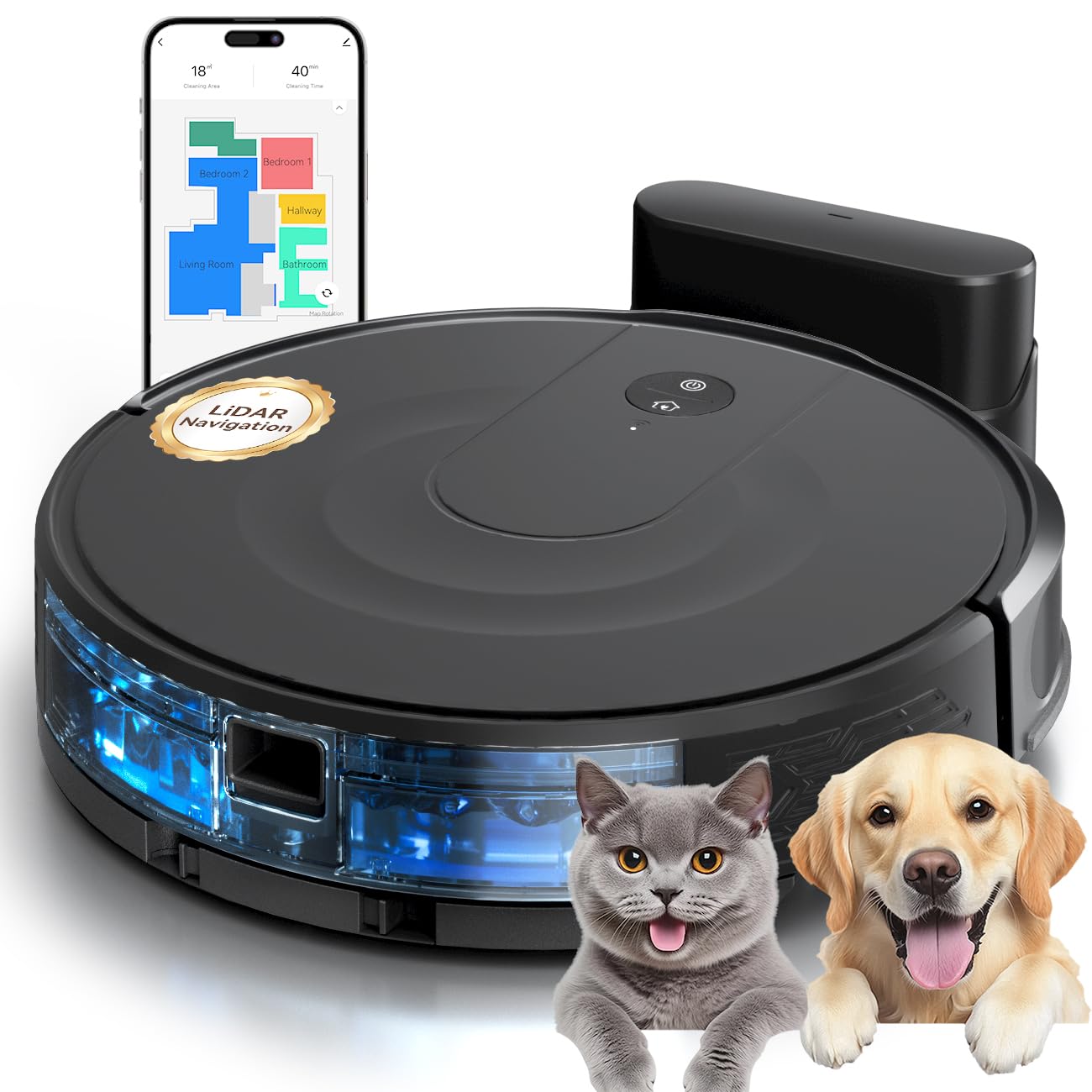 Photo 1 of Seyanke Robot Vacuum and Mop Combo, 9000Pa Robotic Vacuum Cleaner with Smart LiDAR Navigation, Ultra-Slim, App & Voice Control, Ideal for Pet Hair, Carpets, Hard Floors