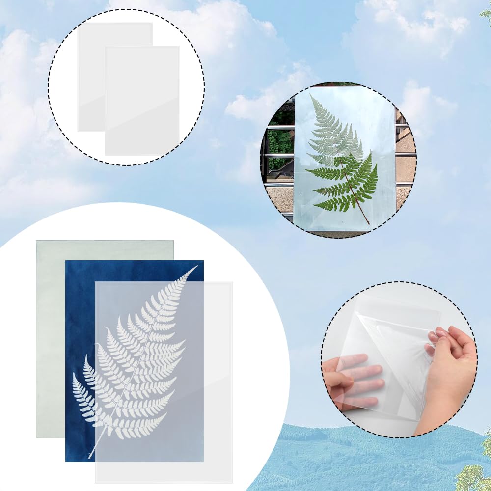Papier Cyanotype 36 Feuilles A5 + Plaque Acrylique - Kit Impression Solaire DIY - Art Créatif Enfants/adultes