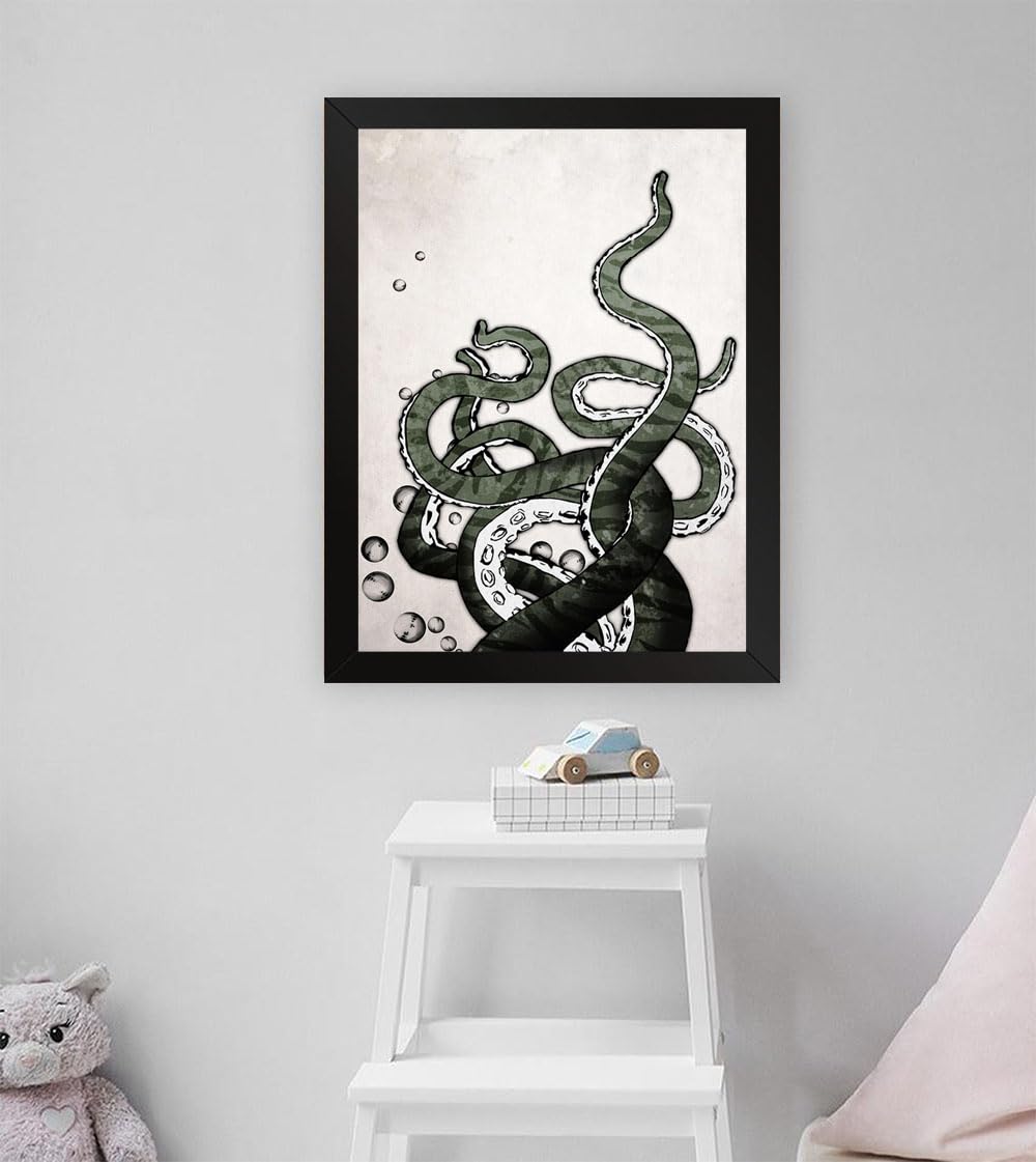 GADGETS WRAP Printed Photo Frame Matte Painting for Home Office Studio Living Room Decoration (11x17inch Black Framed) - Octopus Tentacles