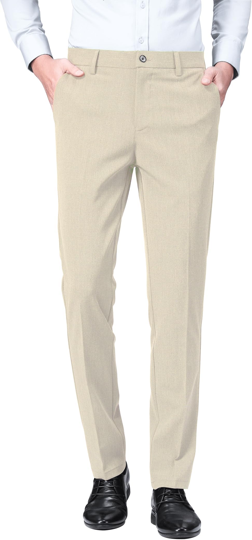 Men’s Slim Fit Dress Pants Flat Front Tapered Dress Pants Stretch Suit Pants for Men