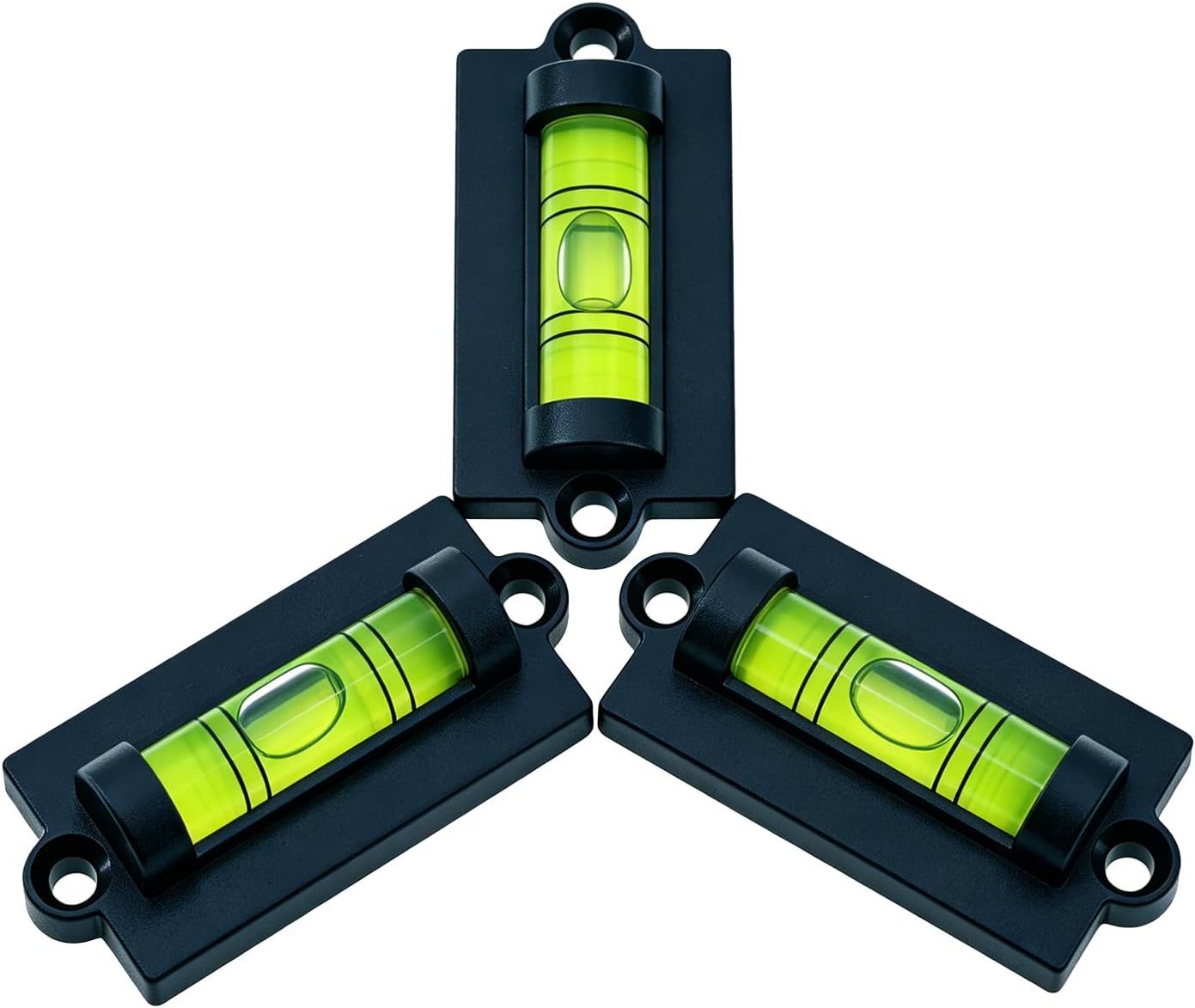 Mini Plastic Bubble Level with Mounting Hole, Black, Size 2.36 x 0.98 x 0.51 inches, Level Measuring Tool (Plastic-4PCS)