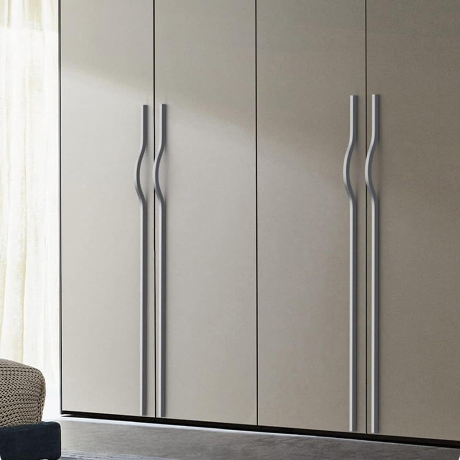 Aluminium Schrank Griffe Grau Möbel Türgriffe Massiv Küchen Schubladengriffe Beschläge Zug Griffe für Küche Badezimmer Schlafzimmer Büro 2 Stück, Length 1000mm, Length 1000mm