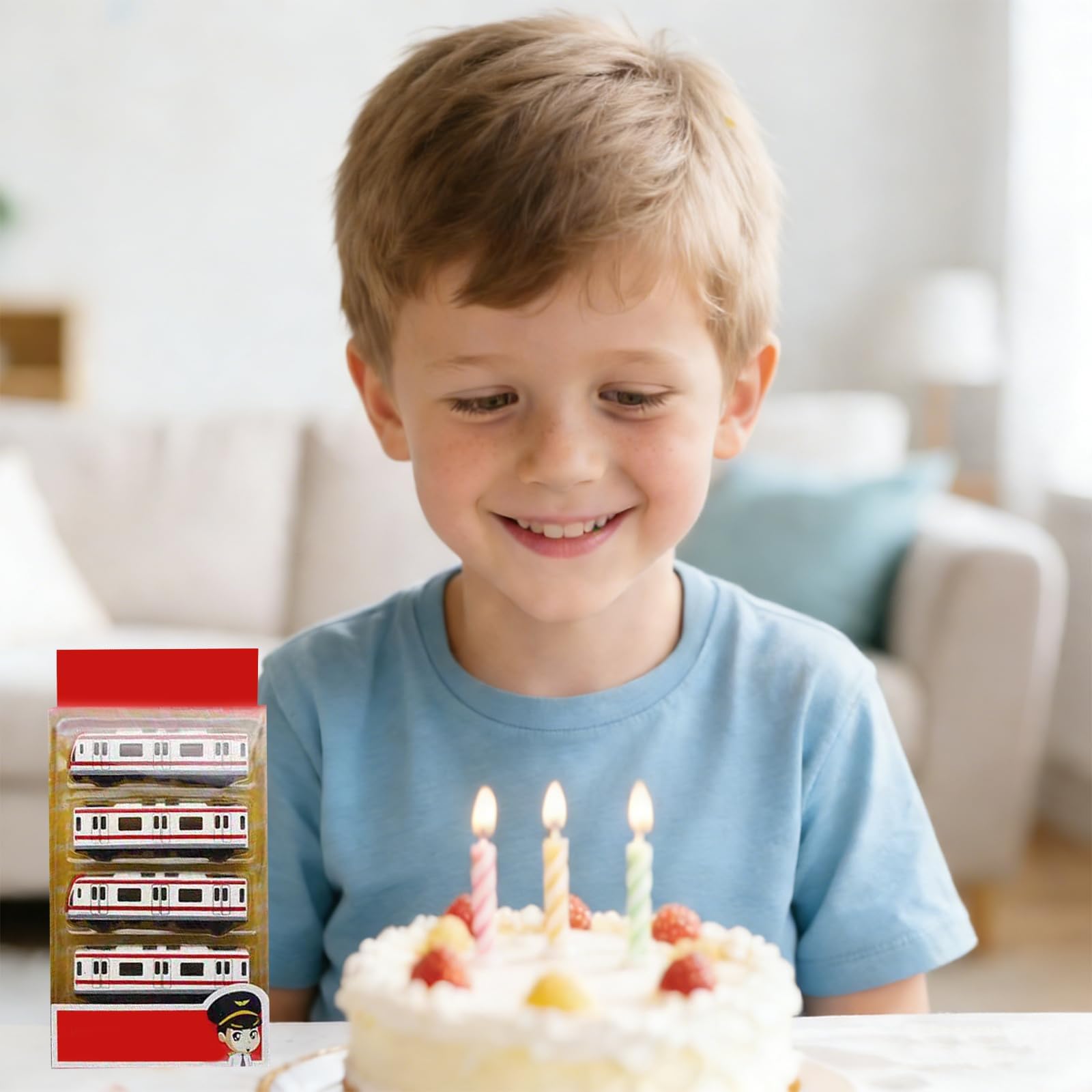 Train Jouet Aimanté en Alliage pour Enfants de 3+Ans, Modèle Réduit 1/64 avec 4 Wagons, Jouet Train Enfant 3 Ans, Trains à Grande Vitesse Rouge et Blanc, Cadeau d‘Anniversaire