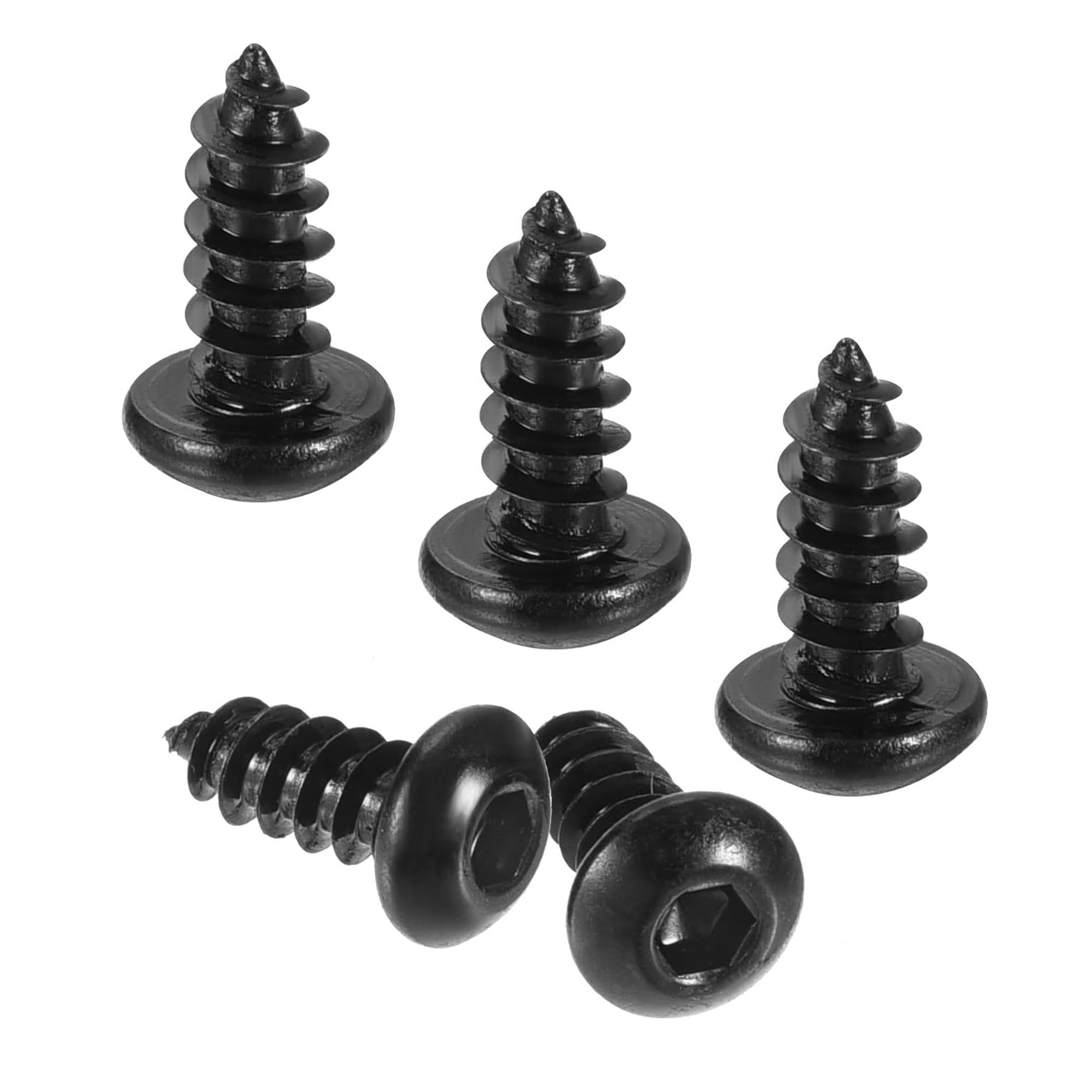 TA-VIGOR M3 Hex Socket Self Tapping Screws 8mm, Black Carbon Steel Pan Head Wood Screws for DIY, Furniture Assembly, Building Materials and Industrial Use 200cps