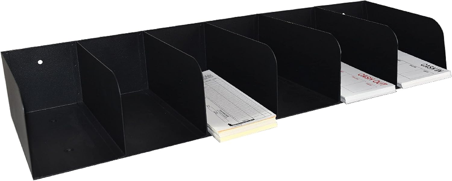 BankSupplies STEELMASTER Steel Document Organizer - 6-Pockets - Black - Powder Coated Crinkle Finish - Scratch & Chip-Resistant - Check Separator, Deposit Slips, Letter Organizer, Money & Bills