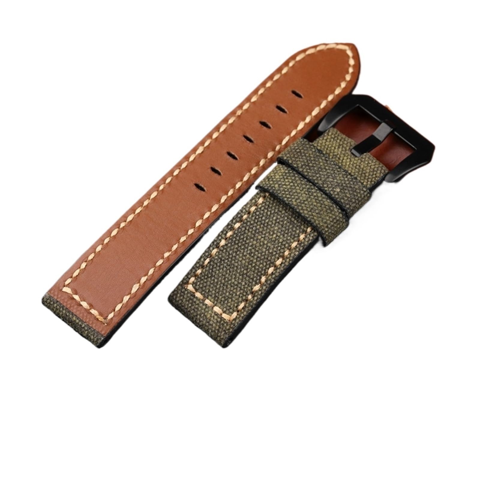 INEOUT Cinturino In Pelle Canvas 20 22 24 26MM Cinturino Retrò In Materiale Spesso Nero Verde Marrone Denim,