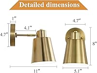 Vista 8 de Juego de dos apliques de pared a pilas, dorado moderno con control remoto, iluminación de pared regulable para interiores, no cableada, lámpara