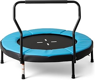 COSTWAY 40 Inch Mini Trampoline for Toddlers, Children Exercise Rebounder with Foam Handlebar and Padded Safety Pad, Indoor Outdoor Kids Trampolines for 3-6 Years Old
