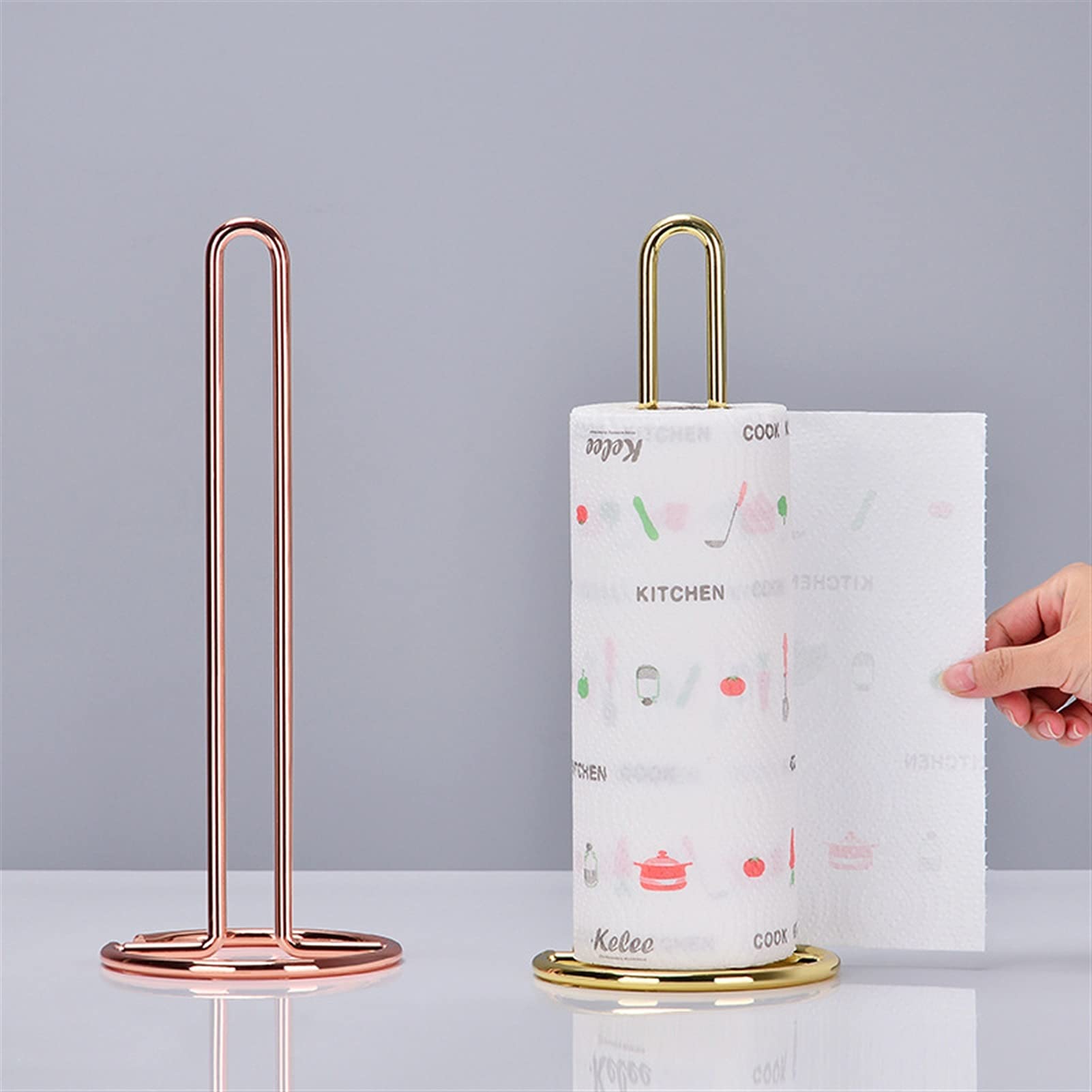 Küchenrollenhalter Edelstahl Küchenrolle Papier Handtuchhalter Badezimmer Tissue Stand Aufbewahrungsregal Esstisch Vertikale Servietten Rack Papierhandtuchhalter (Color : Golden)