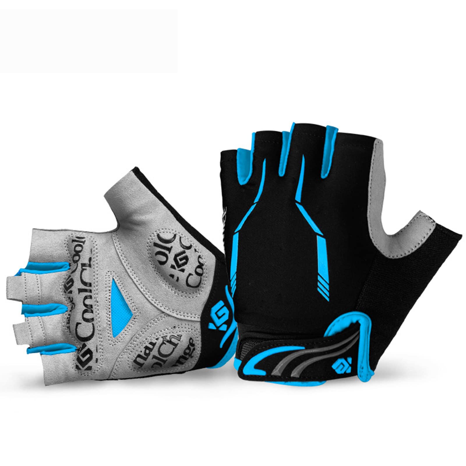 Gants de vélo homme contre les vibrations avec paume antidérapante respirante bleue