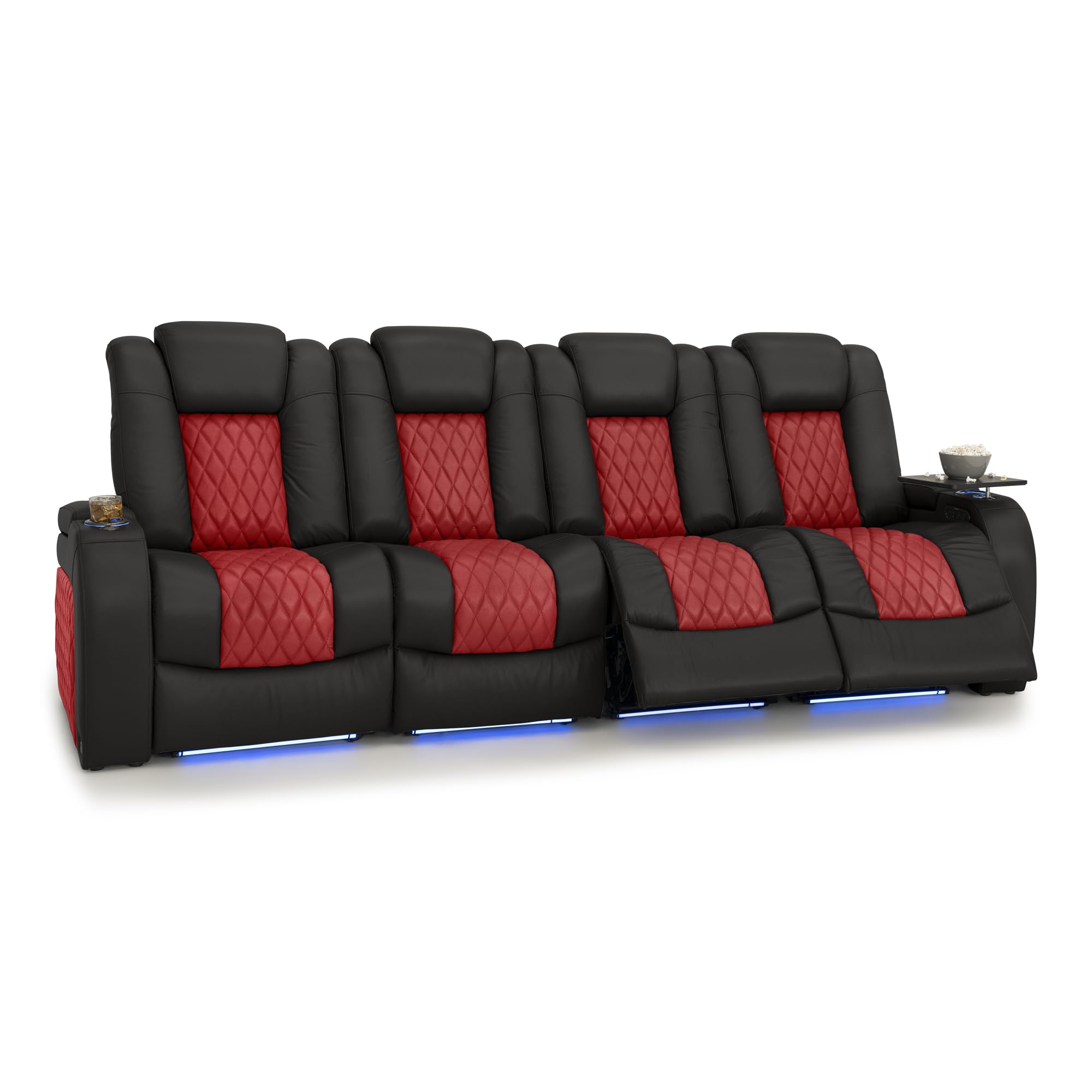 Seatcraft Diamante Home Theater Seating Black/Red Row of 4 Sofa