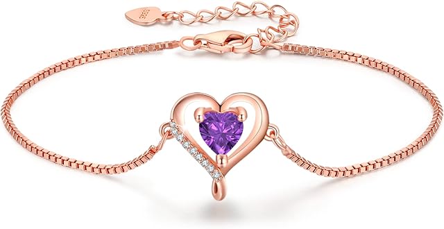 LAVUMO Bracelets for Womens Sterling Silver Bracelet Rose Gold Womens Jewellery Love Heart Gifts for Her Mum Girlfriend Wife Christmas Valentines Birthday Mothers Day Gift