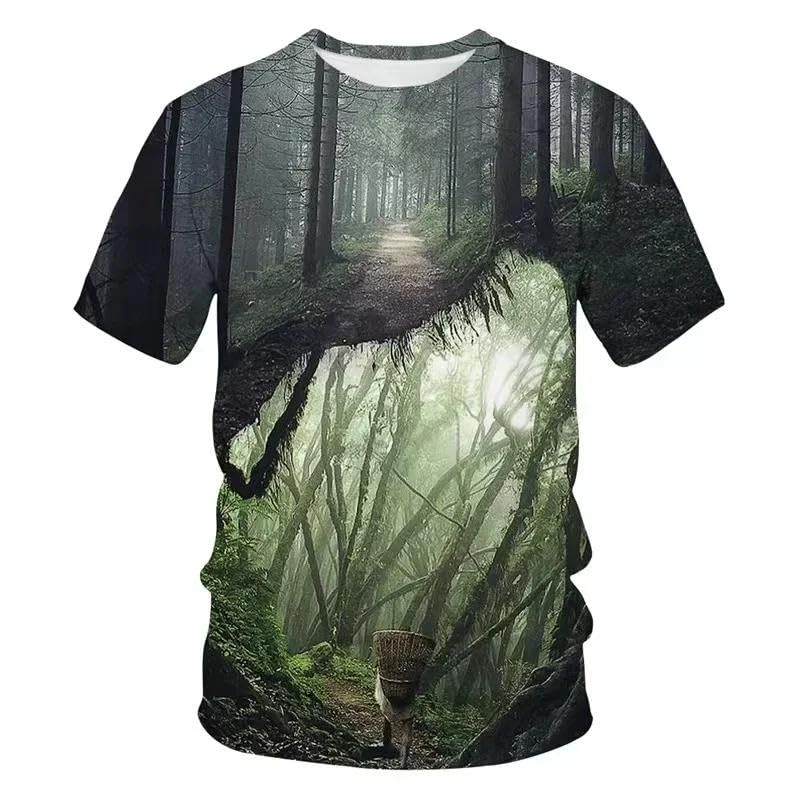 T-shirt 3D hommes beaux paysages naturels impression été fluide