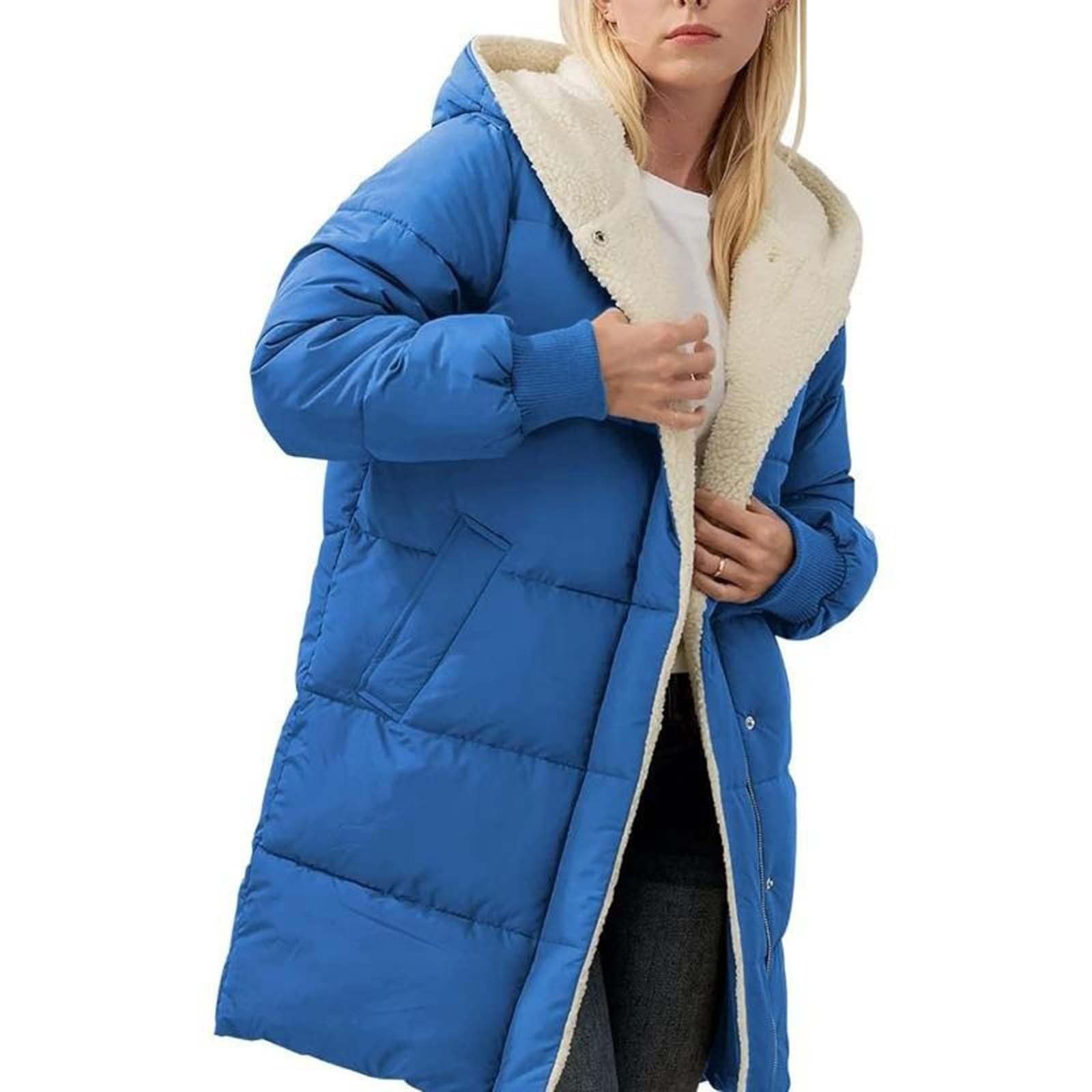 MJGkhiy Damen Winterjacke Angebot Elegant Lange Daunenjacke Übergröße Warm Parka Winddicht Daunenjacken Winterbekleidung Fleecejacke mit Reißverschluss Kapuze Teddy Curvy Mantel