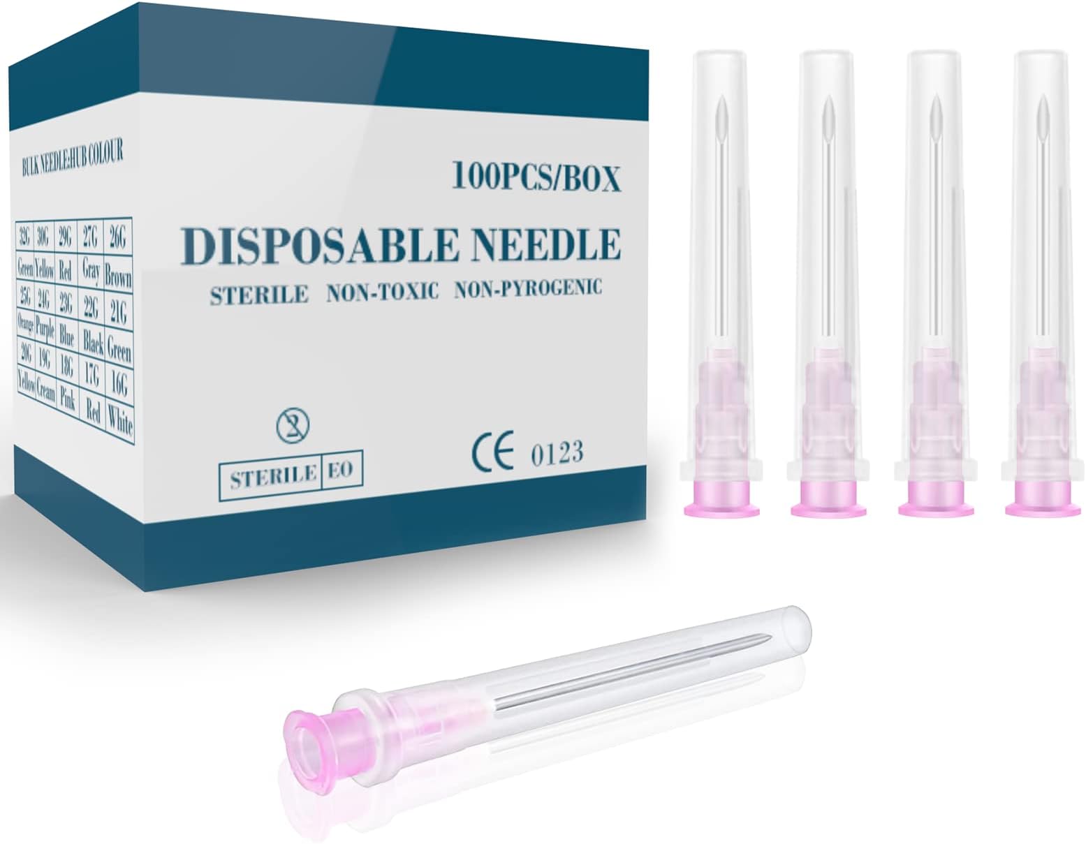 100Pcs 18Ga 1 Inch Needle Luer Lock Lab Accessories, Sterile Individual Package for Scientific Measuring, Refilling Inks