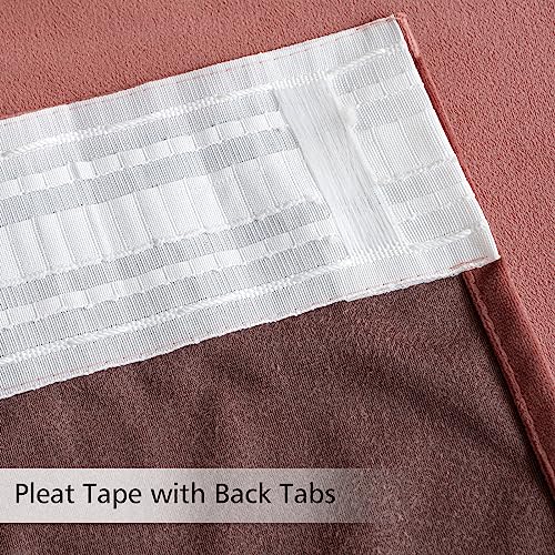Image of MIULEE Dusty Rose Pink Velvet Pinch Pleat Blackout Curtains 52 inch W x 90 inch L | 2 Panels,Luxury,Thermal Insulated,Super Soft,Back Tab & Rod Pocket,for Bedroom Living Room
