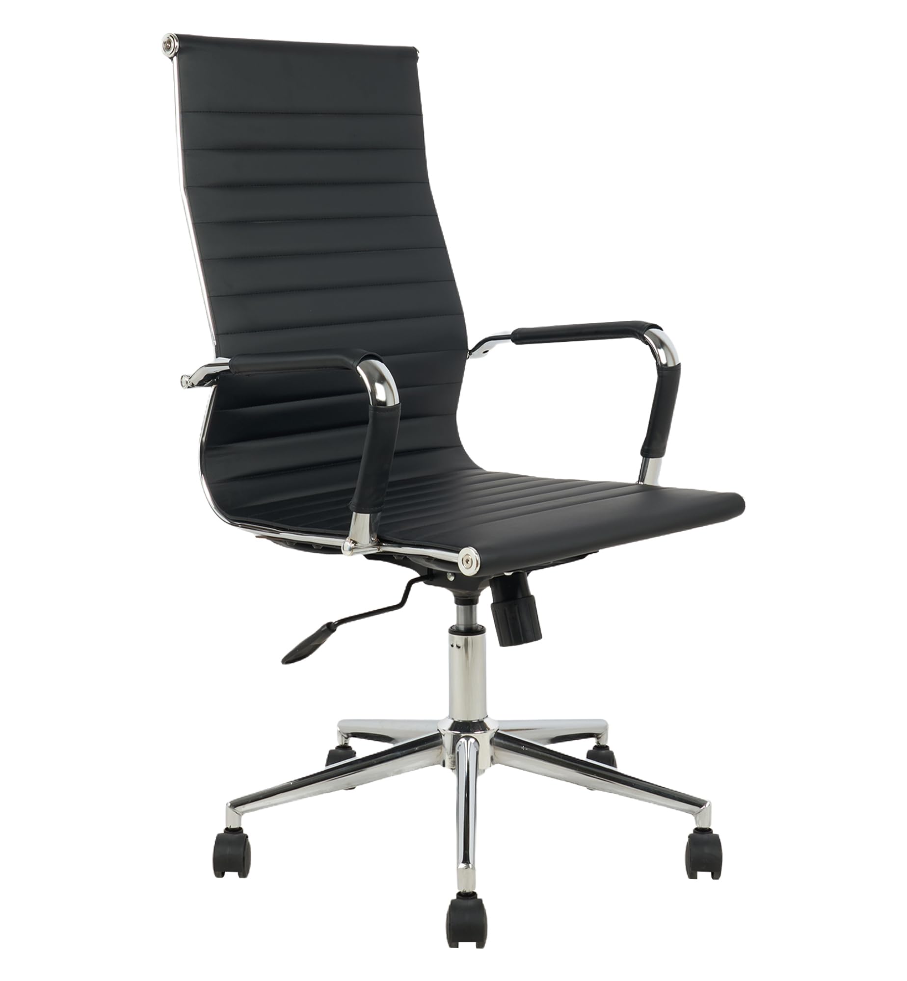IlGruppone Sedia da Ufficio Elegante Poltrona Direzionale Base Cromata Ruote SilenzioneErgonomica Design Moderno Colore Nero Rivestimento Ecopelle