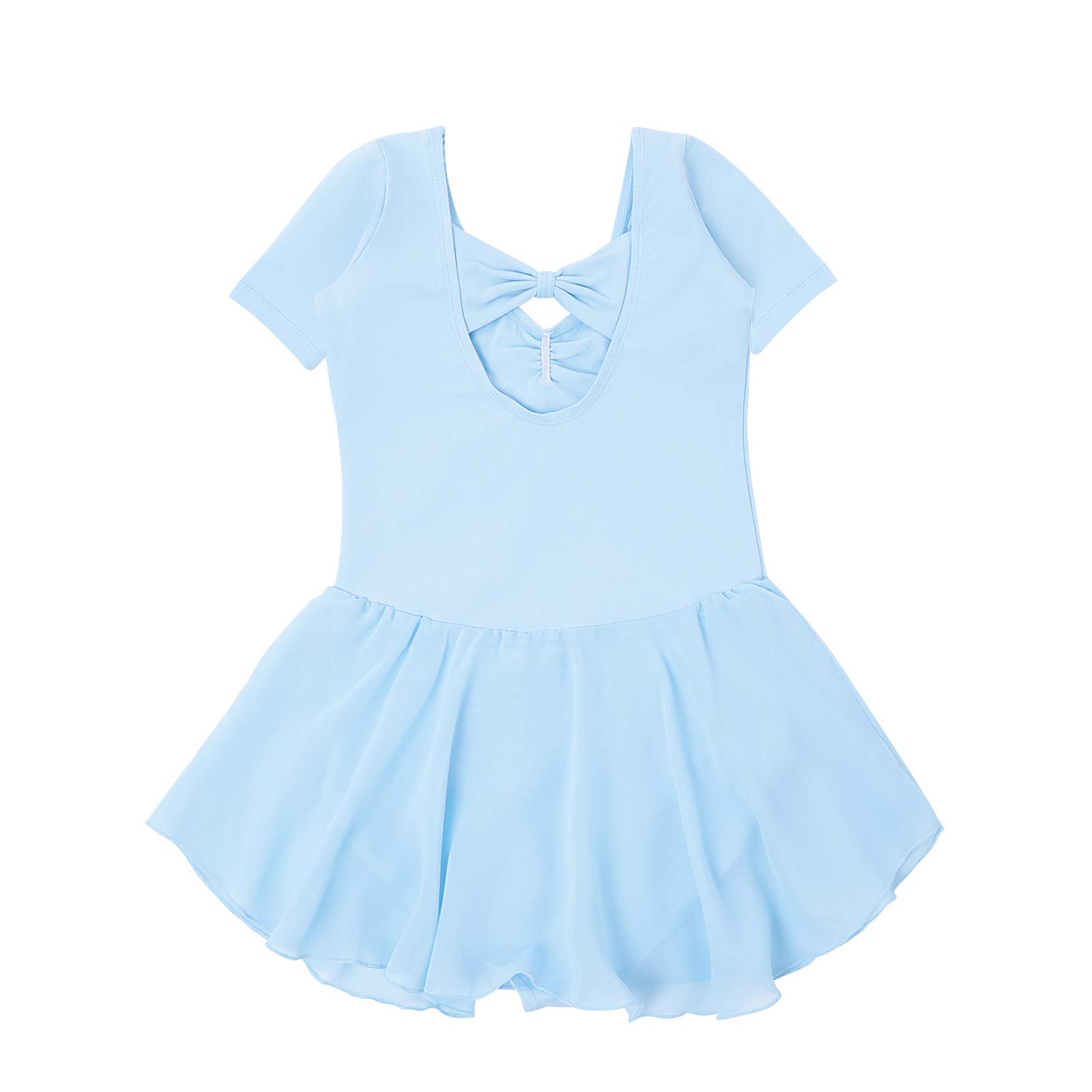 Bezioner Ragazza Balletto Leotard Vestito Danza Tutu Body Ginnastica Manica Corta con Chiffon Gonna