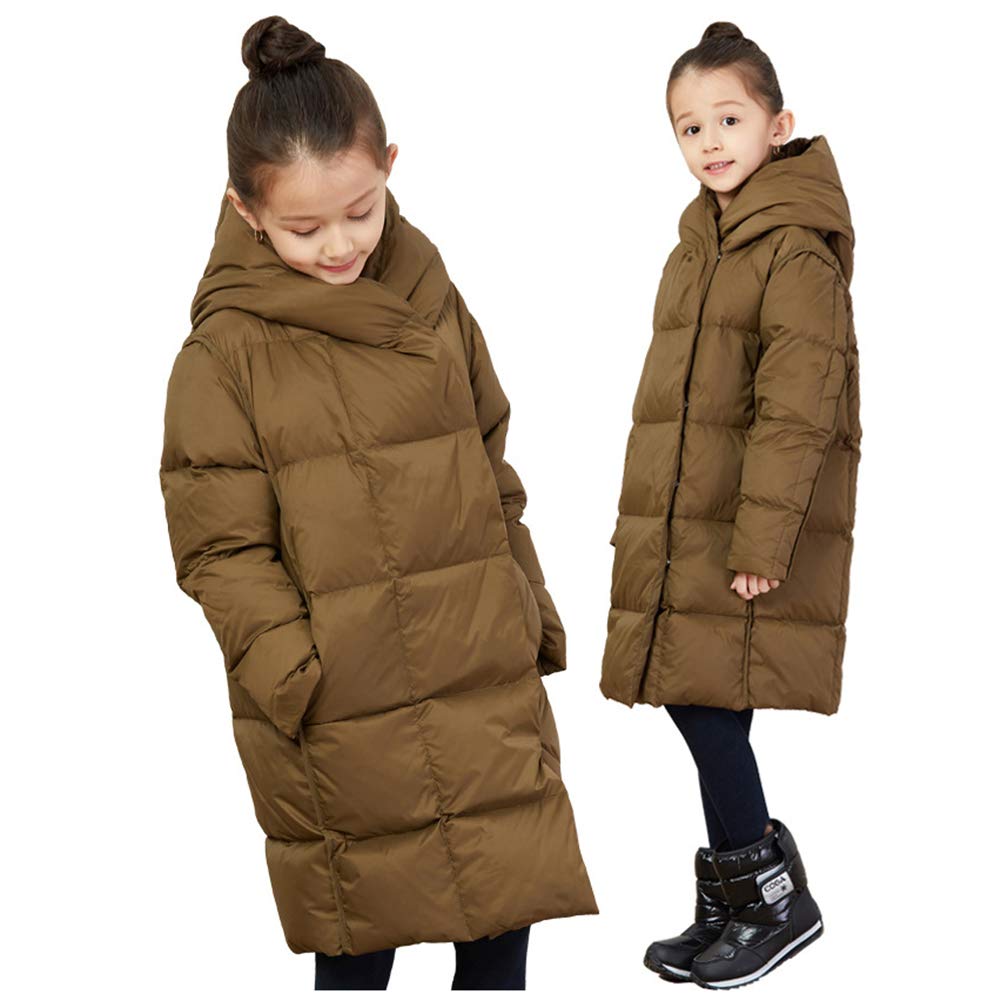 Chaqueta De Plumón para Niñas, Parka Larga con Capucha De Invierno, Abrigo Cálido Al Aire Libre con Bolsillos, Top Básico