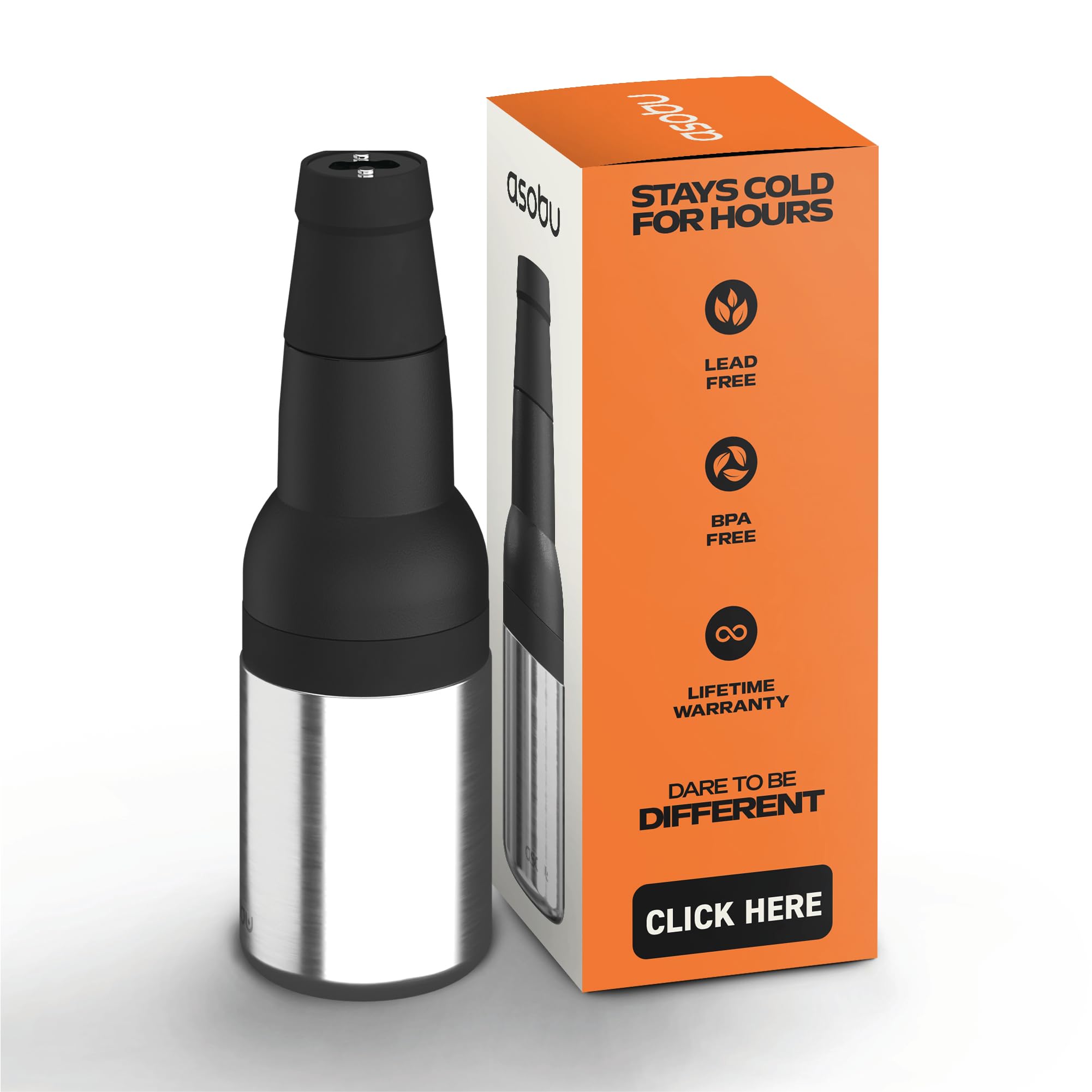 Asobu Frosty Beer Holder,Vacuum Insulated Double Walled Stainless Steel Beer Can and Bottle Cooler with Beer Opener, Bpa Free, Fits Standard 12oz, Ice Cold for Hours, Great Gift for Beer Lovers