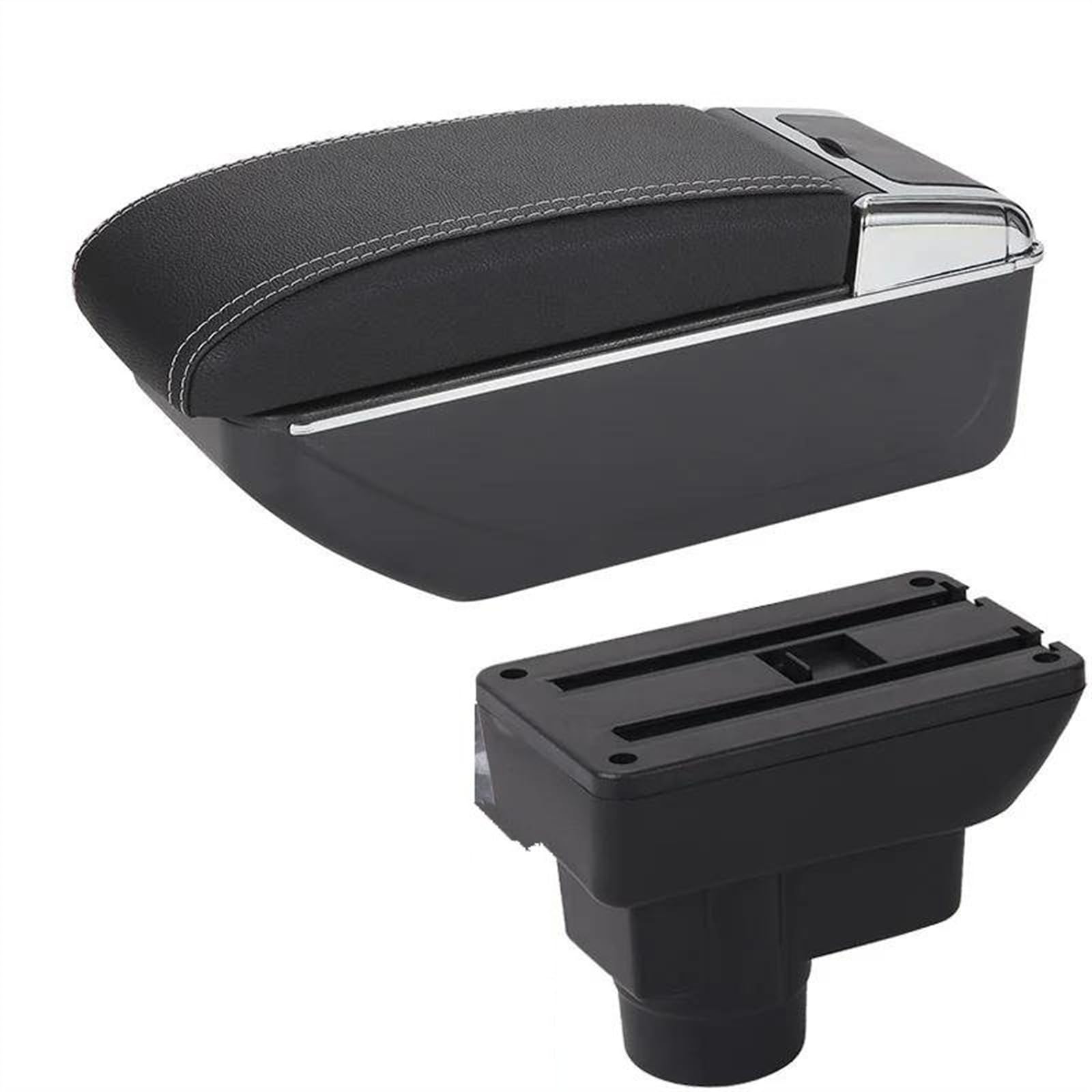 NMJLQW Storage Rack Car Center Console Storage Box Multifunctional Armrest Storage Box Interior Accessories For Corsa D(D3 Black white No USB)