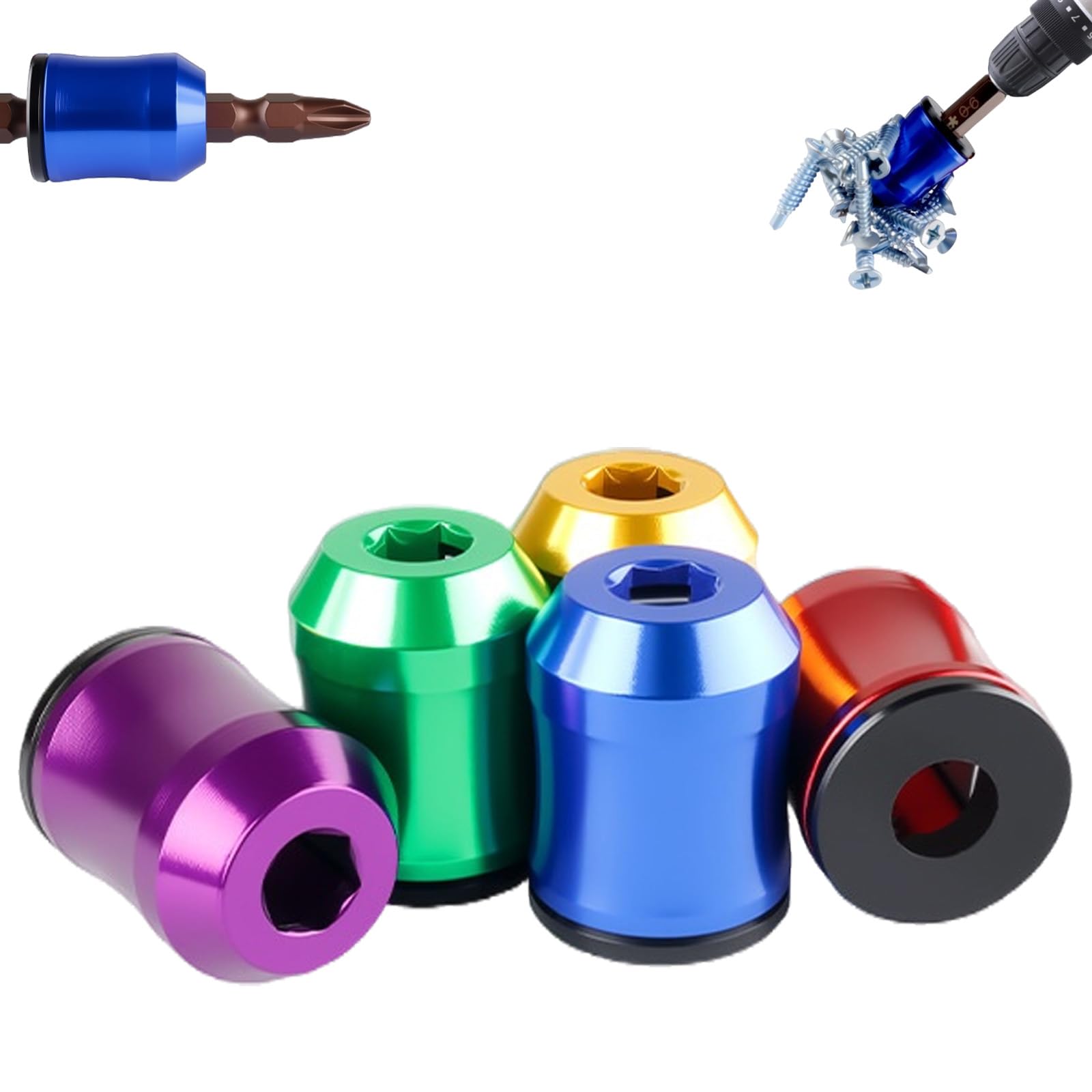 3/5 pcsMagnetizer & Demagnetizer Tool Set, 1/4" Hex Screwdriver Head Magnetizer Demagnetizer Tool, Premium Alloy Drill Accessories for Fastening & dIY Repair (5-A)
