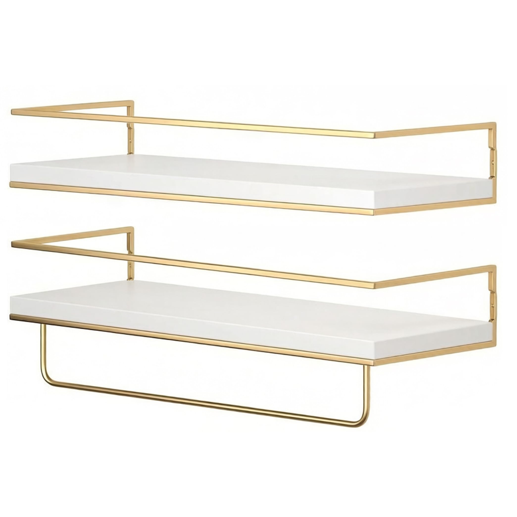 Étagère murale en bois flottante de cuisine avec porte-serviettes