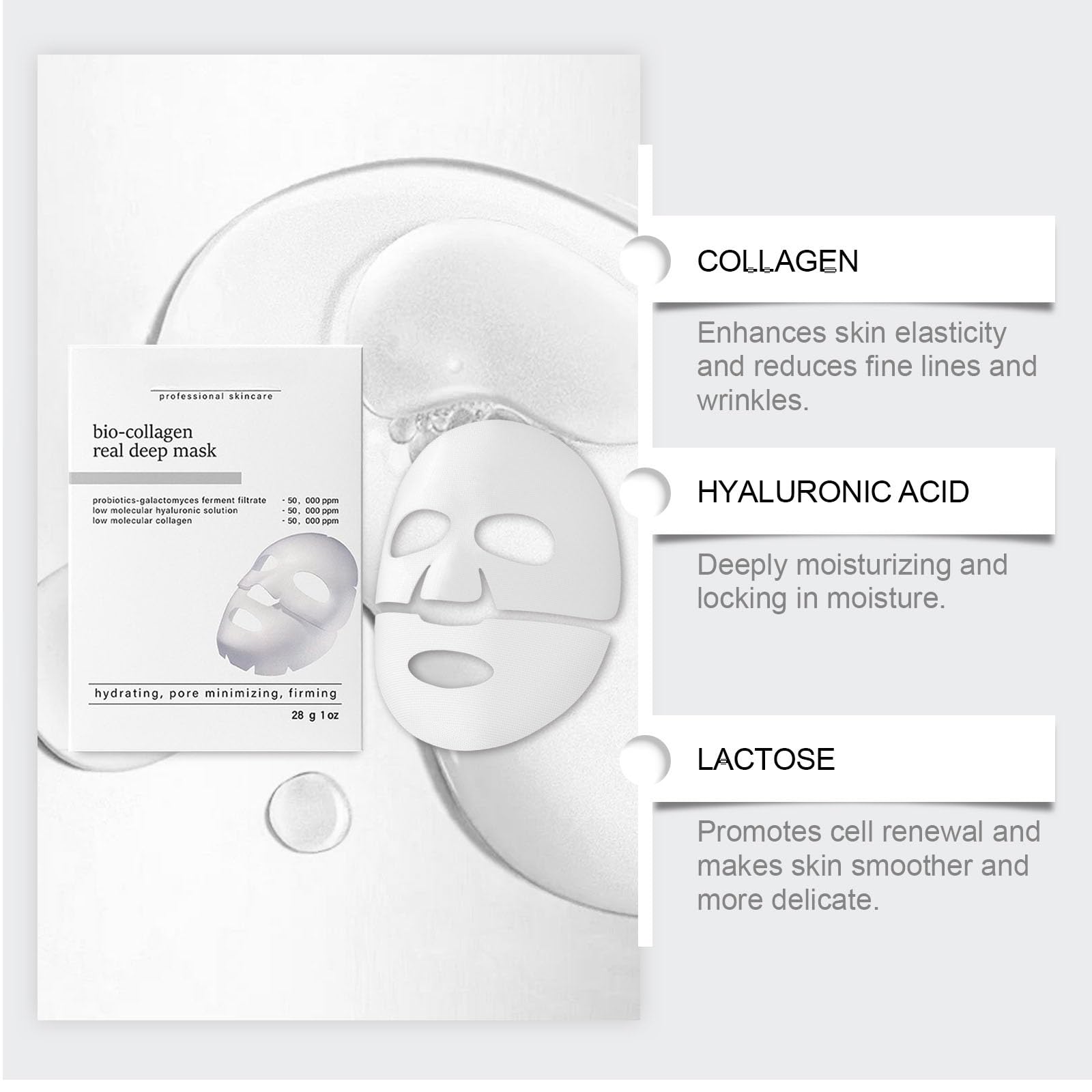 Maschera viso Nifora, maschera profonda con bio-collagene, maschera viso al collagene notturna, maschera rassodante al collagene, idratazione intensa e nutrizione della pelle, minimizzazione dei pori
