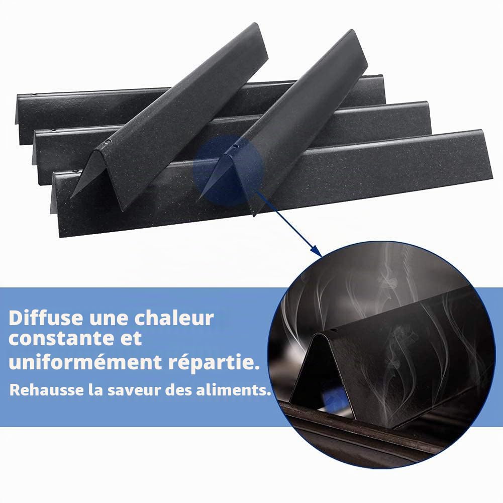 Denmay 7536 /7537 57CM plaque chaleur barbecue en Acier de Porcelaine pour Weber Spirit E310, E320 (avec boutons de brûleur latéral,2007-2012), pour Spirit 700, Weber 900, 5 Paquet