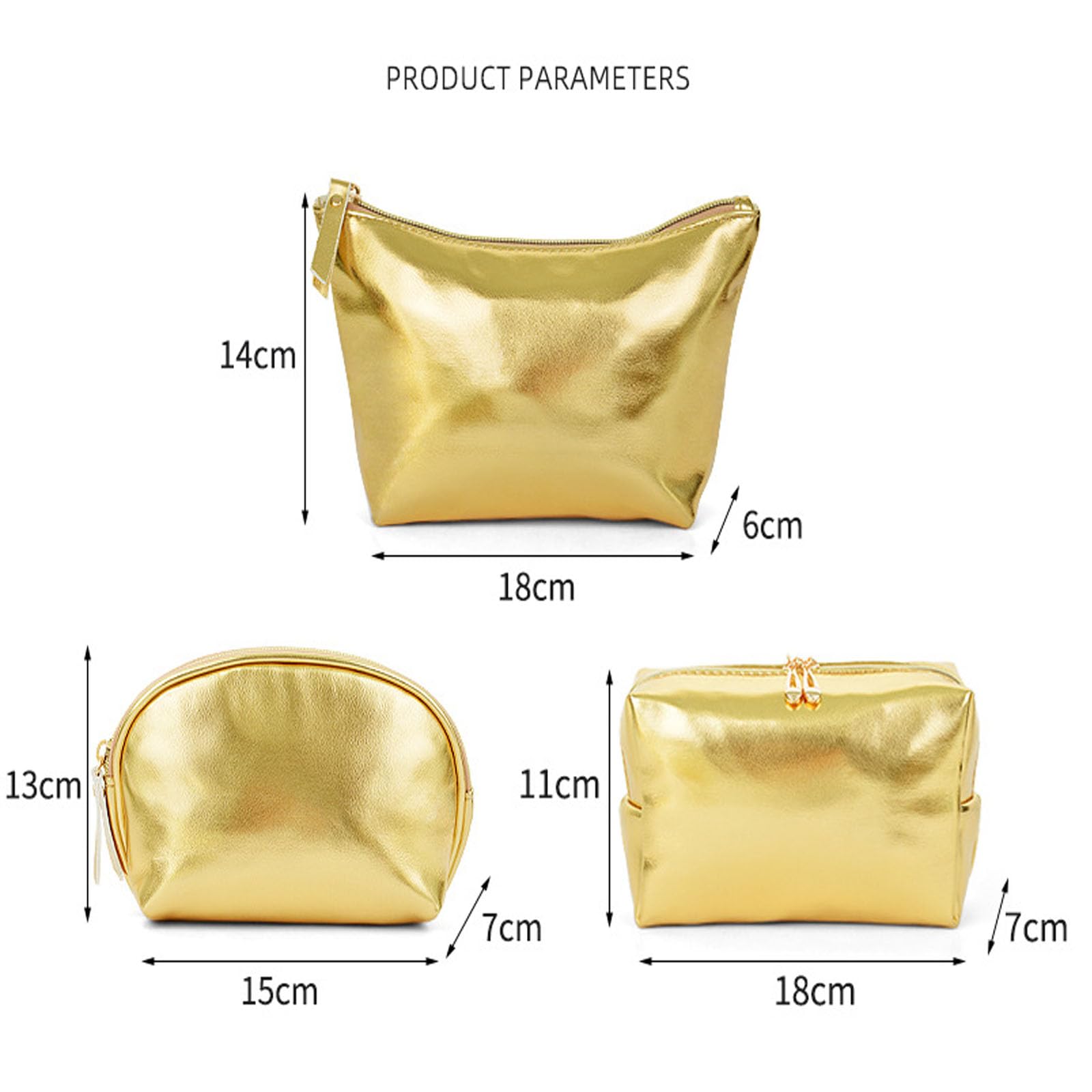 Artkingdome 3Pieces Fashion Organizer Make UP Borse Cosmetici Borsa Portatile Viaggio Toiletry Bag Multifunzionale Storage, Oro