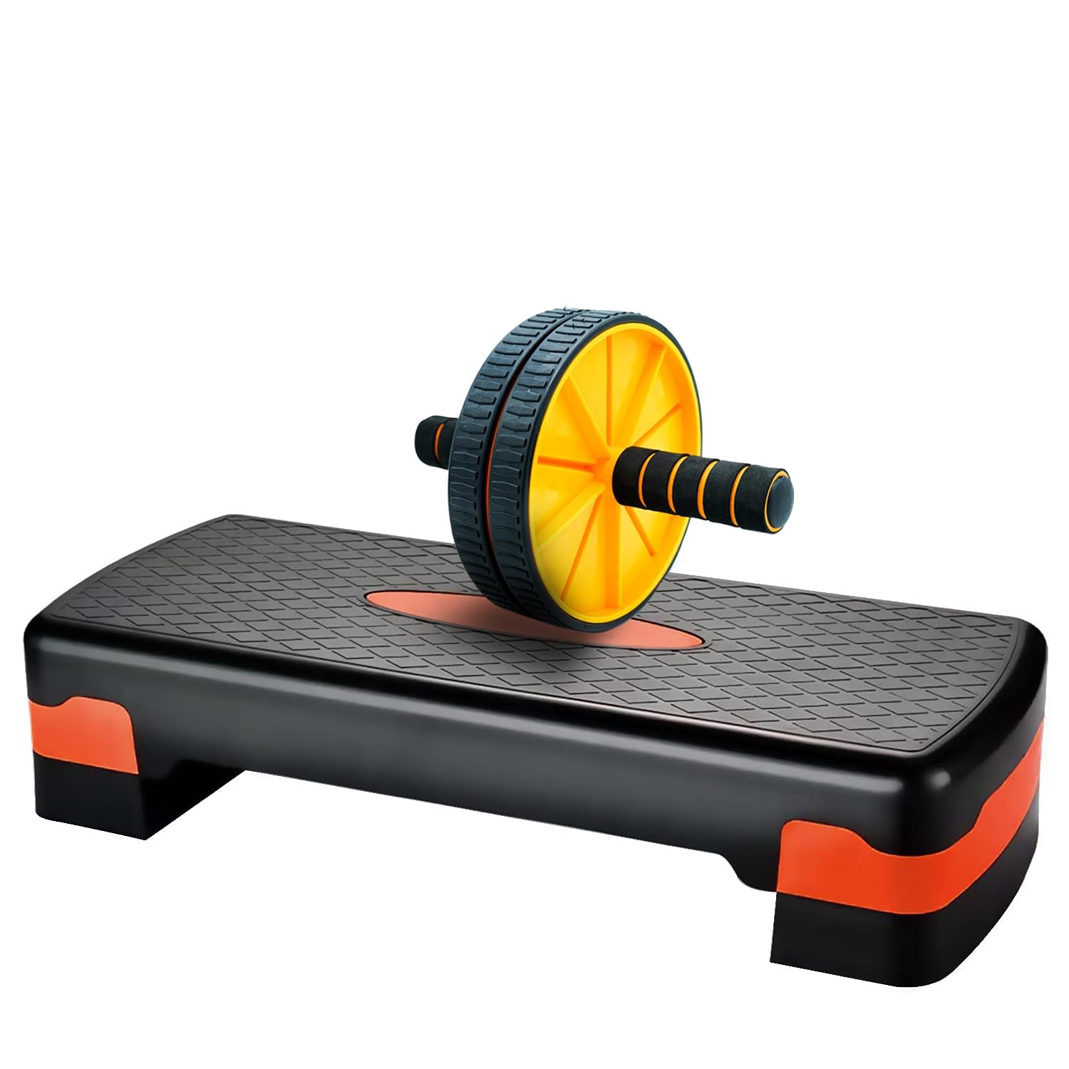 Shopeleven Professional 2-Level Adjustable Aerobic Stepper and Double Wheel Ab Roller with Non-Slip Handles for Core & Cardio Workouts-image-25