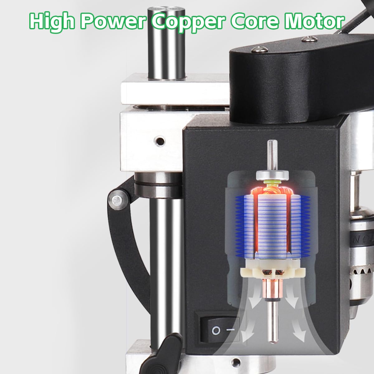 Taladro de Columna, Taladro De Banco Eléctrico De 250 W, Taladro De Prensa Ajustable De 5 Velocidades, Perforación De 40mm, Taladro Eléctrico Multifunción Para Perforación Directa De Metal, Madera