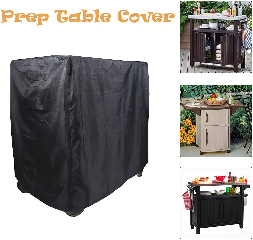 Patio Prep Table Cover Waterproof BBQ Prep Table Cover for Keter Unity Portable Outdoor Table Garden Furniture Cover with Handles, Full Protection (Small)