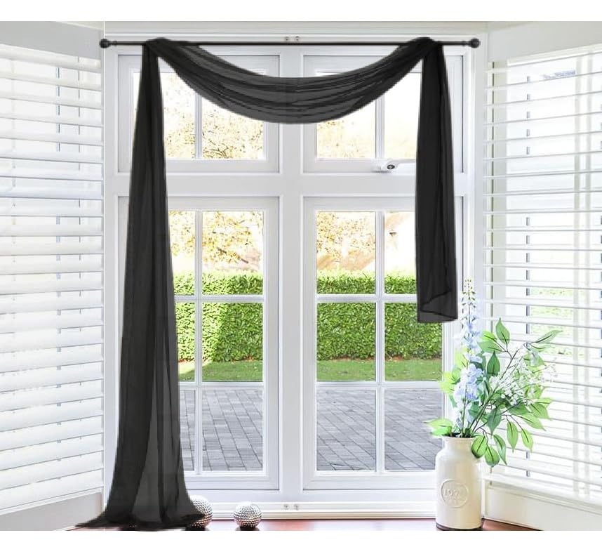 1 Solid Sheer Voile Window Scarf Valance for Home/Restaurant/Party Decor 216