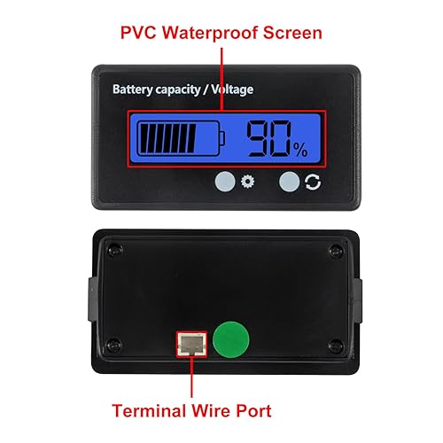 Miniatura 5 de UMLIFE Medidor de voltaje de capacidad de batería de 12 V 24 V 36 V 72 V CC con alarma Capacidad de batería Indicador de voltaje de batería