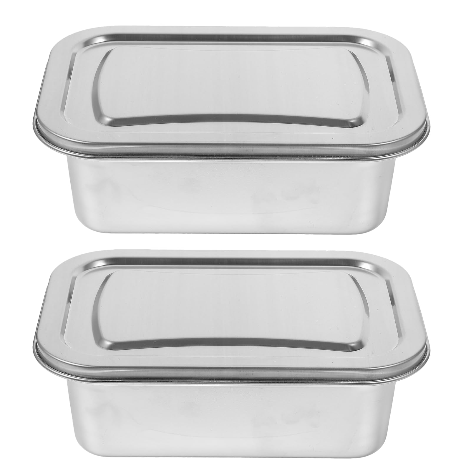 Cabilock 2 Pcs Recipiente de Acero Inoxidable para Helado con Tapa Hermética, 1600ml, Contenedor de Congelador para Postres Caseros y Almacenamiento de Alimentos